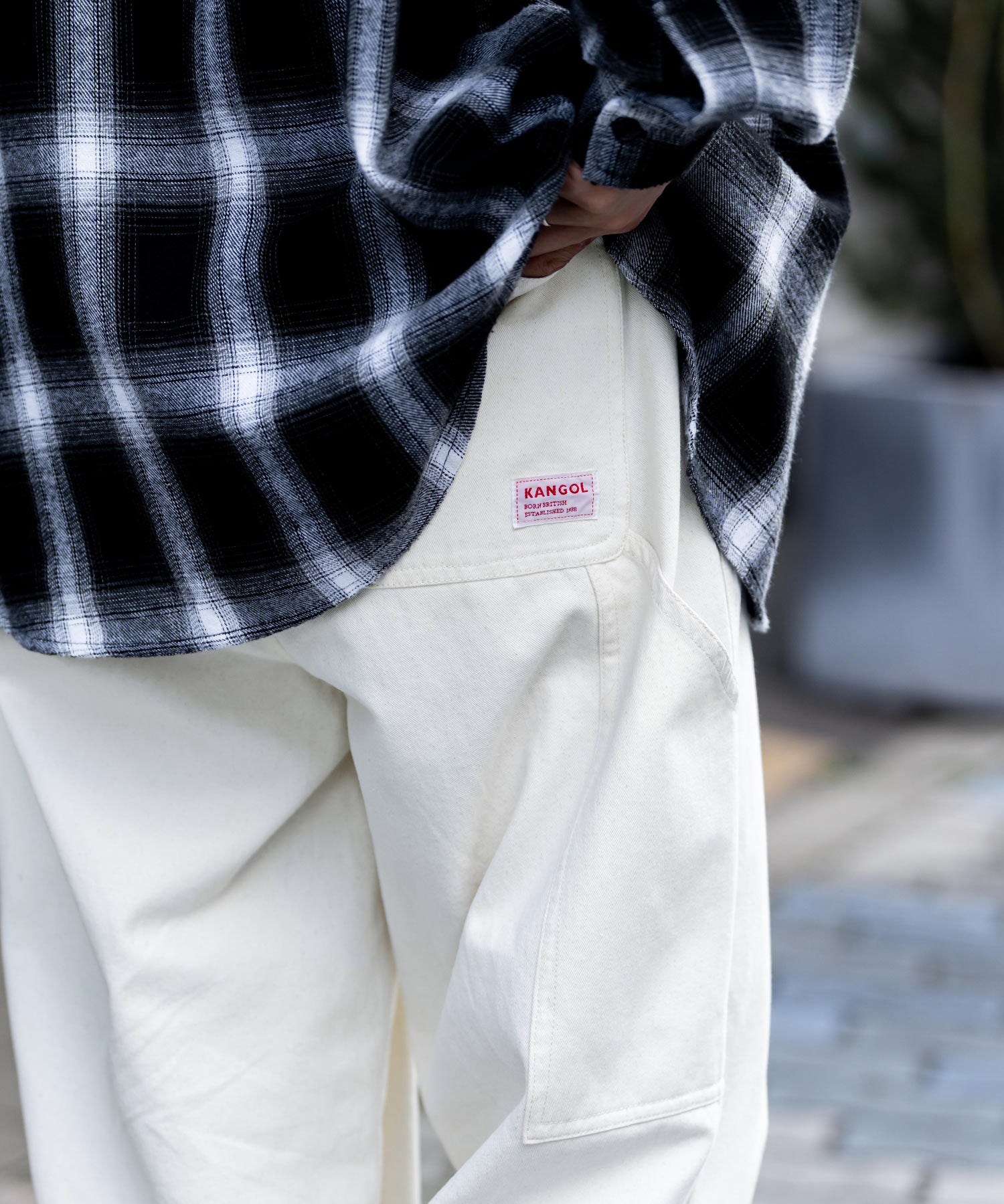 KANGOL カンゴール 別注コラボデニム・ツイルワイドテーパードペインターパンツ 14631
