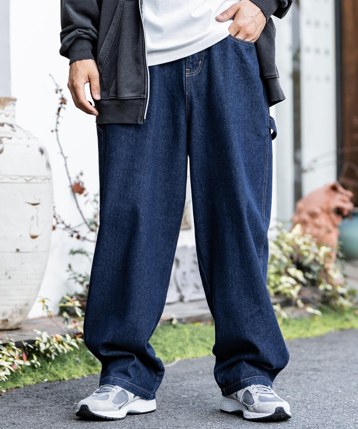 KANGOL カンゴール 別注コラボデニム・ツイルワイドテーパードペインターパンツ 14631