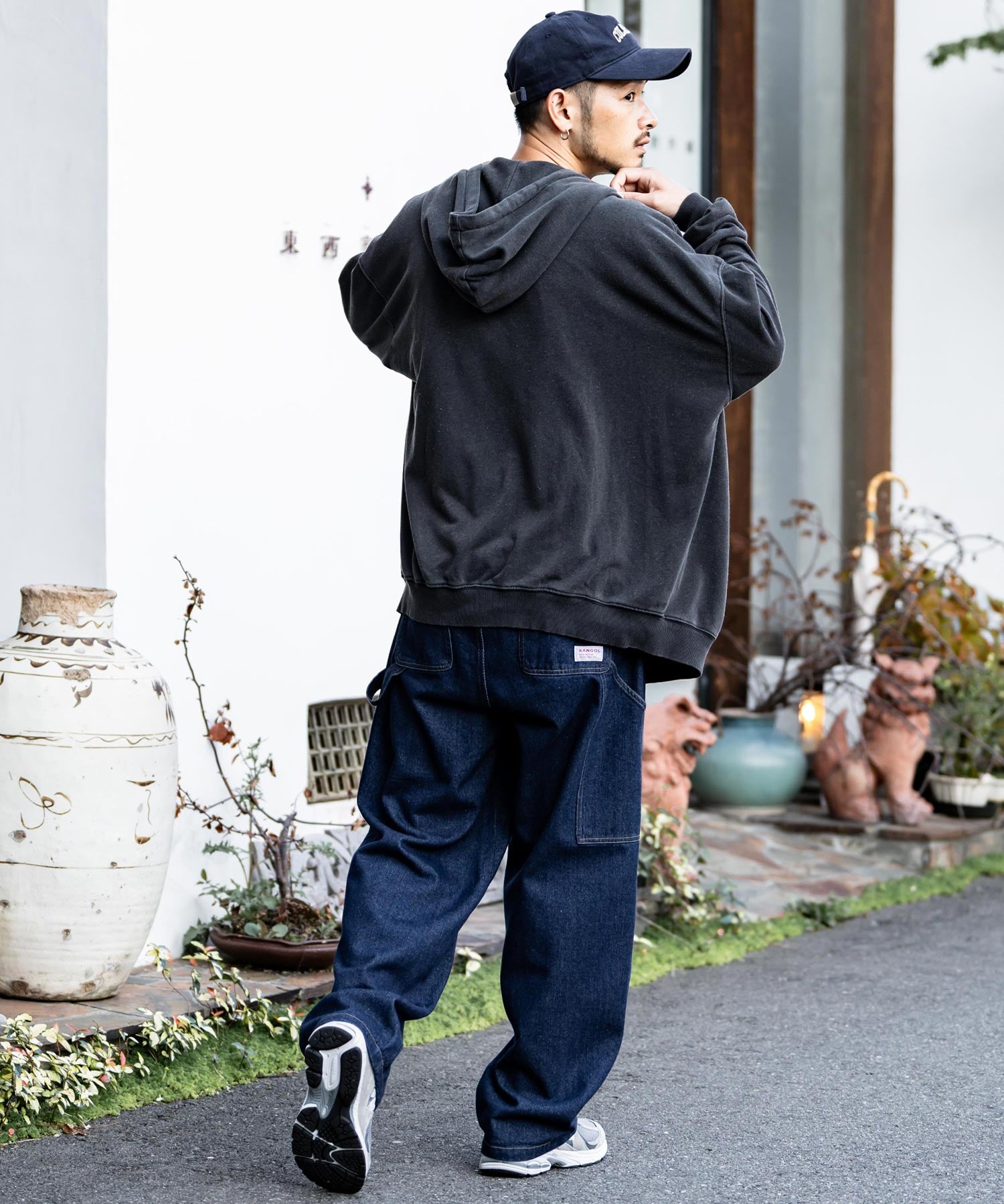 KANGOL カンゴール 別注コラボデニム・ツイルワイドテーパードペインターパンツ 14631