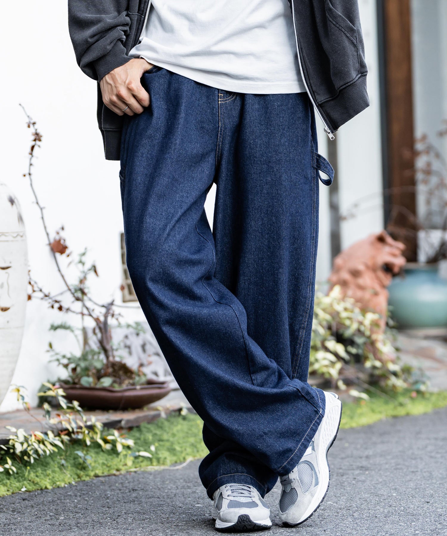 KANGOL カンゴール 別注コラボデニム・ツイルワイドテーパードペインターパンツ 14631