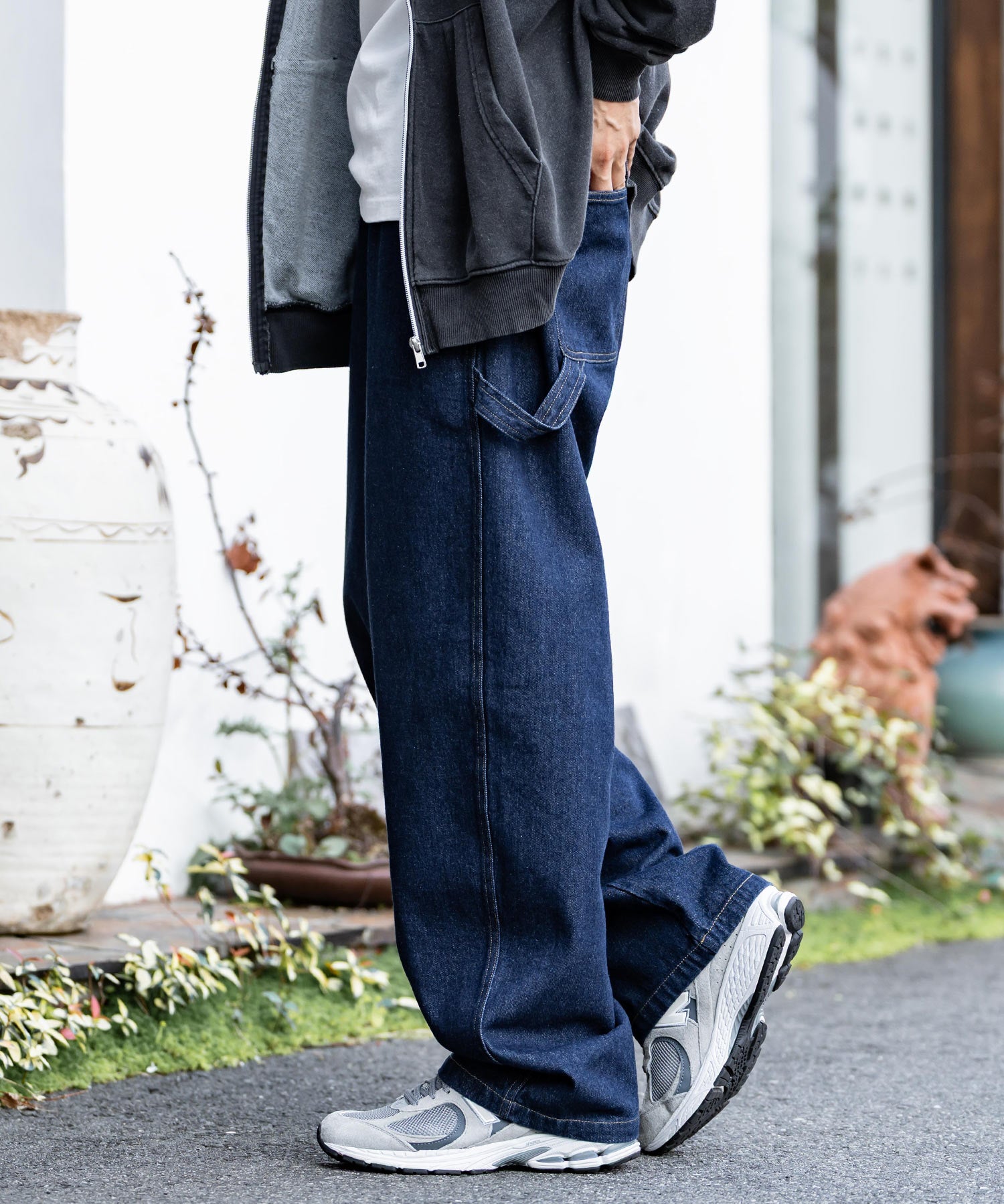 KANGOL カンゴール 別注コラボデニム・ツイルワイドテーパードペインターパンツ 14631