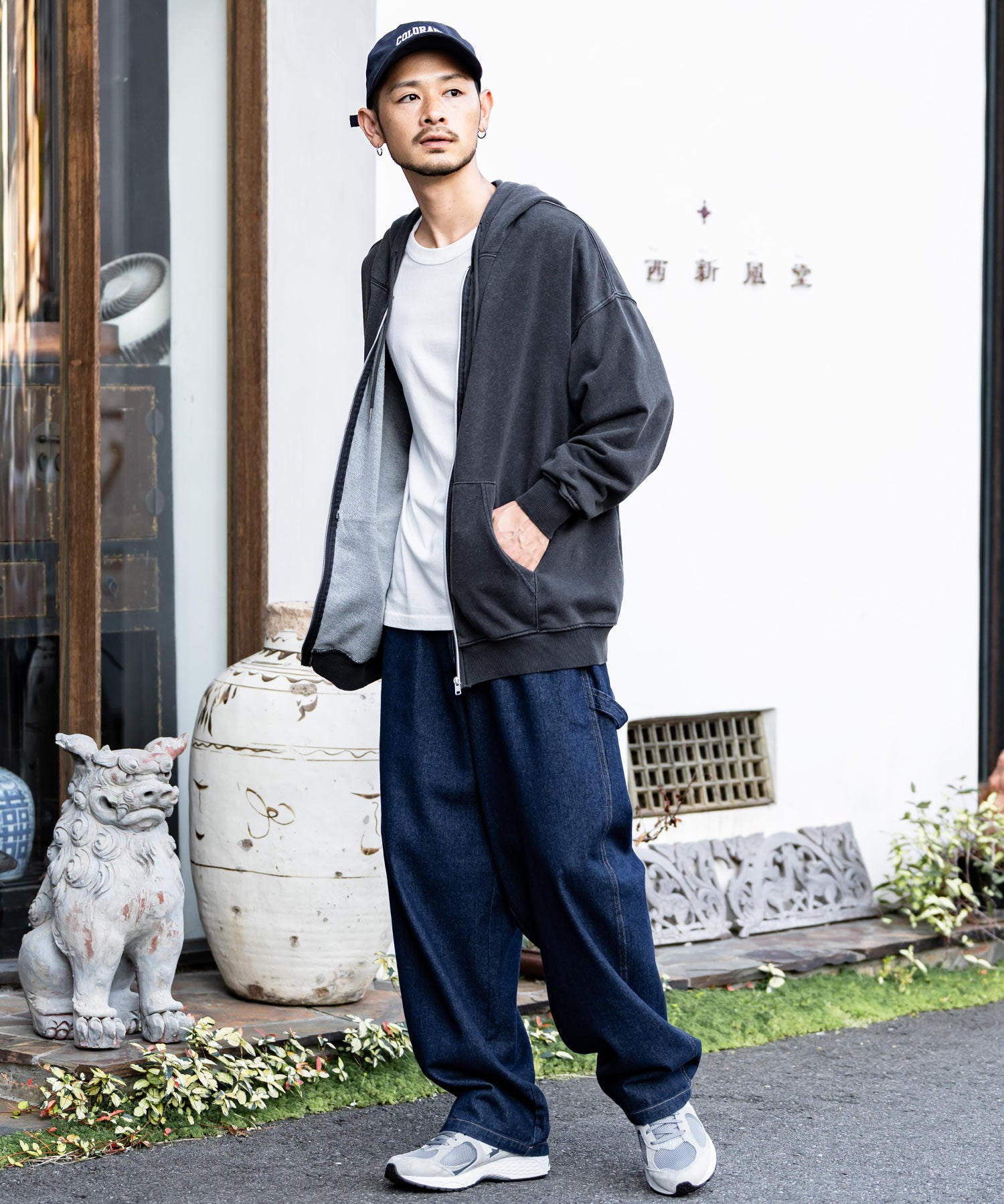 KANGOL カンゴール 別注コラボデニム・ツイルワイドテーパードペインターパンツ 14631