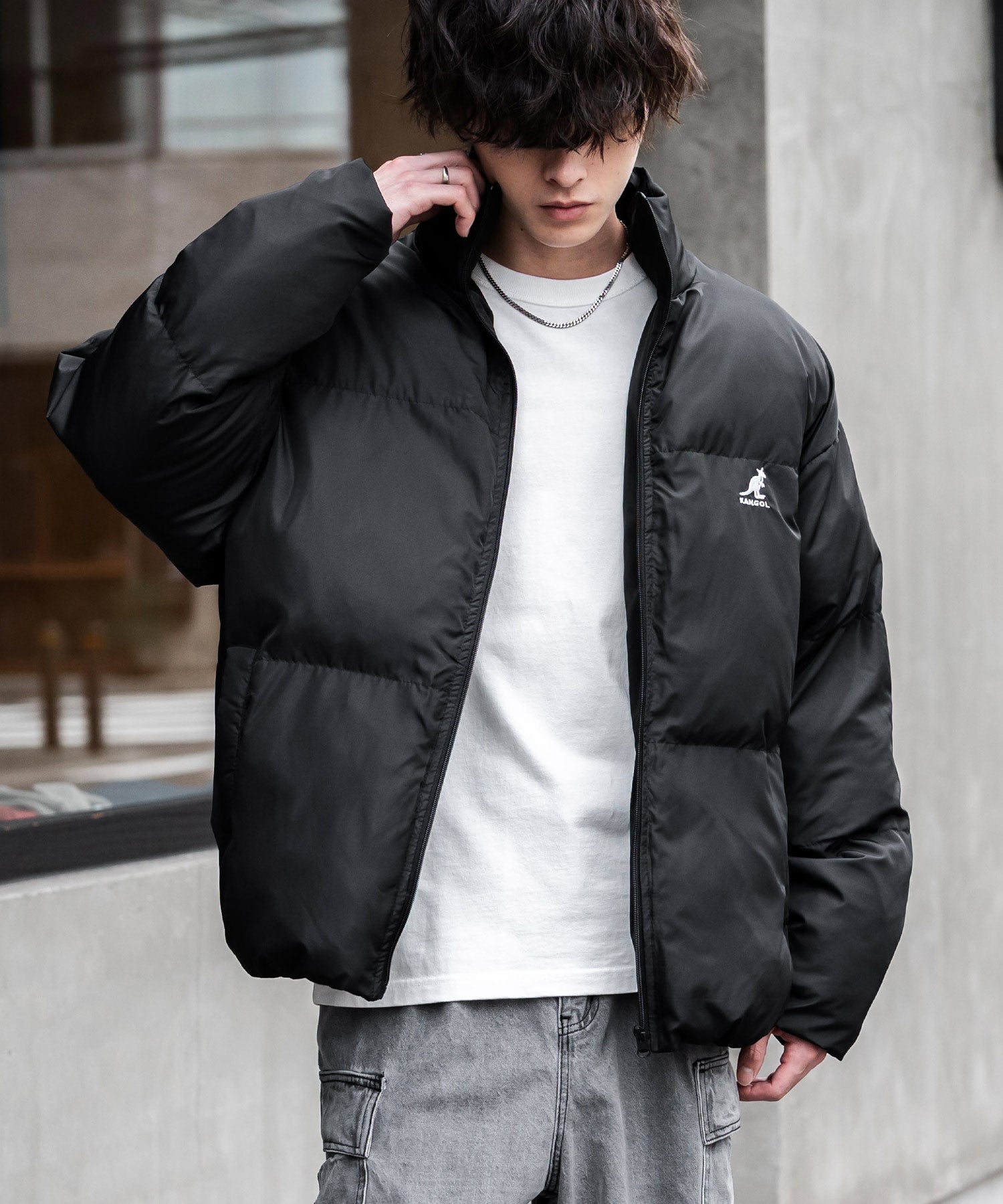 KANGOL カンゴール 別注コラボ オーバーサイズワンポイントロゴ刺繍ファイバーダウン中綿ジャケット 14632
