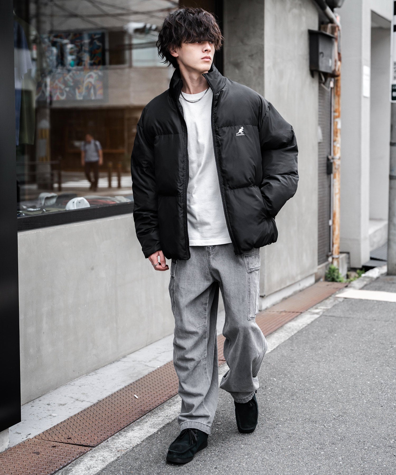KANGOL カンゴール 別注コラボ オーバーサイズワンポイントロゴ刺繍ファイバーダウン中綿ジャケット 14632