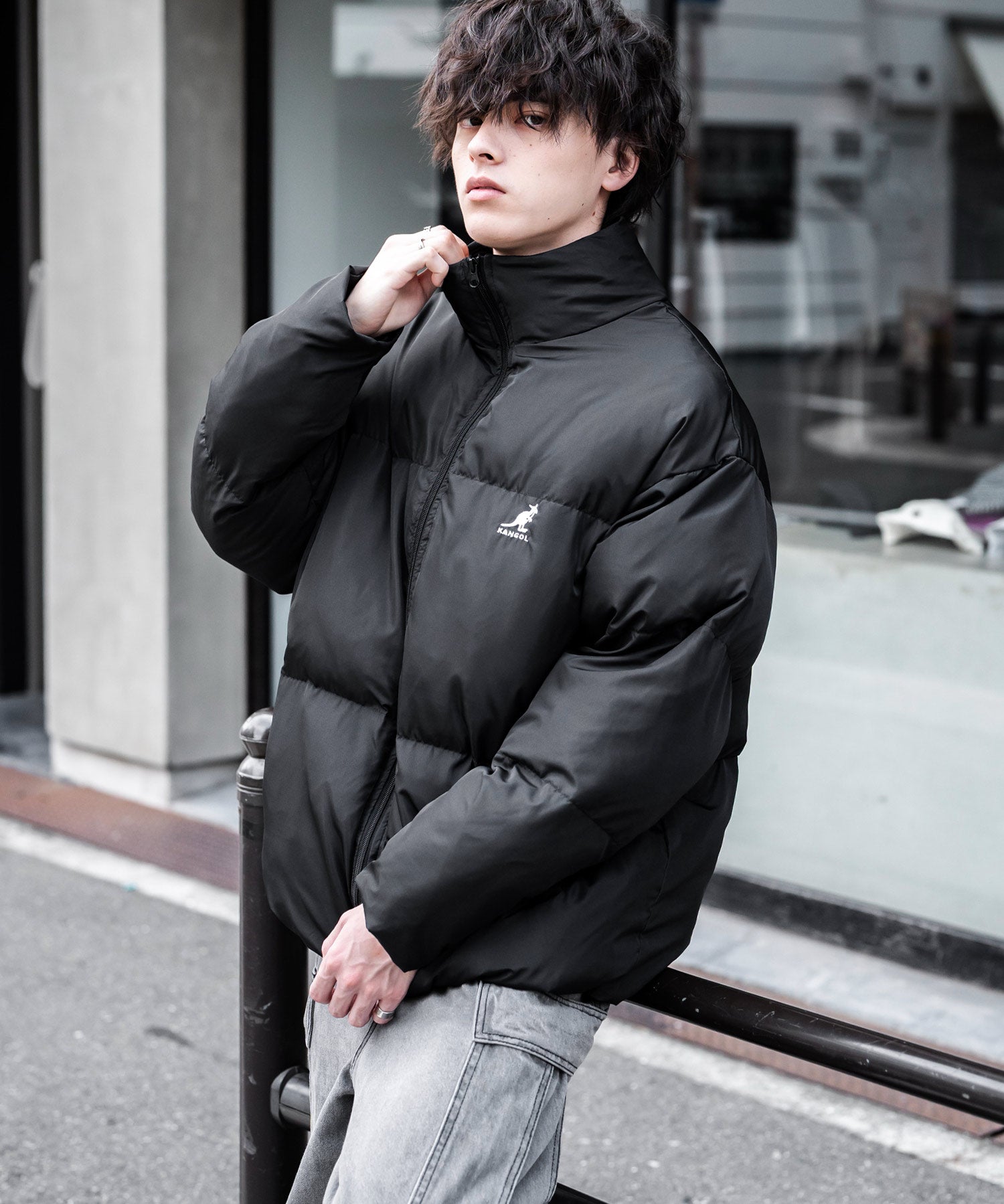 KANGOL カンゴール 別注コラボ オーバーサイズワンポイントロゴ刺繍ファイバーダウン中綿ジャケット 14632