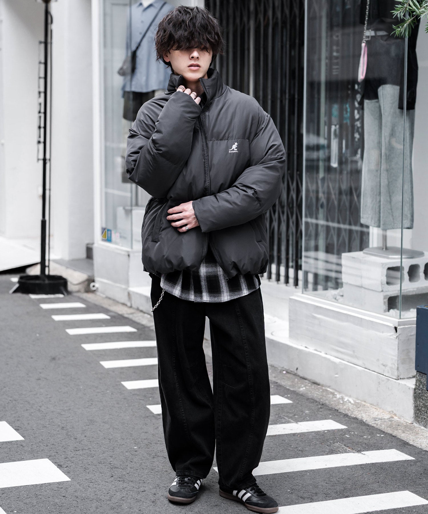 KANGOL カンゴール 別注コラボ オーバーサイズワンポイントロゴ刺繍ファイバーダウン中綿ジャケット 14632