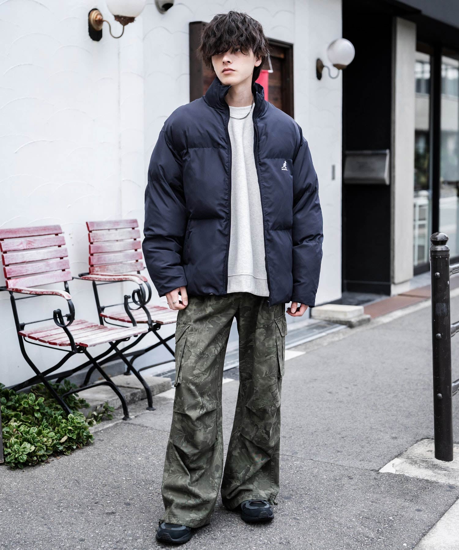 KANGOL カンゴール 別注コラボ オーバーサイズワンポイントロゴ刺繍ファイバーダウン中綿ジャケット 14632