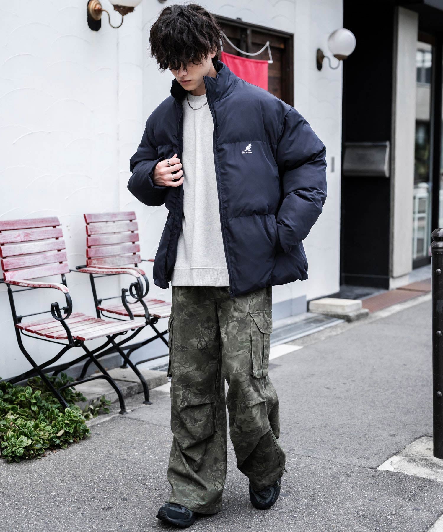 KANGOL カンゴール 別注コラボ オーバーサイズワンポイントロゴ刺繍ファイバーダウン中綿ジャケット 14632
