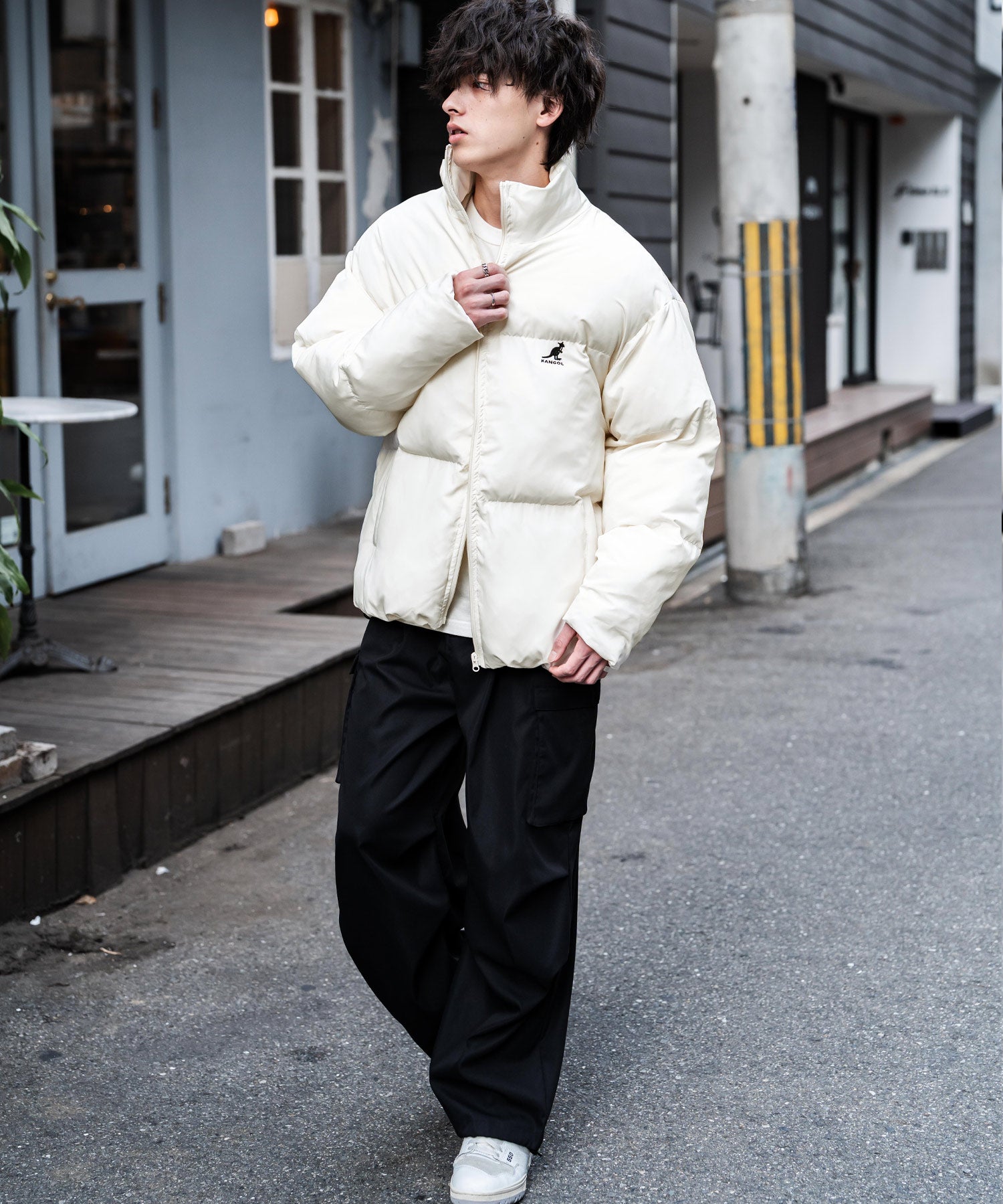 KANGOL カンゴール 別注コラボ オーバーサイズワンポイントロゴ刺繍ファイバーダウン中綿ジャケット 14632