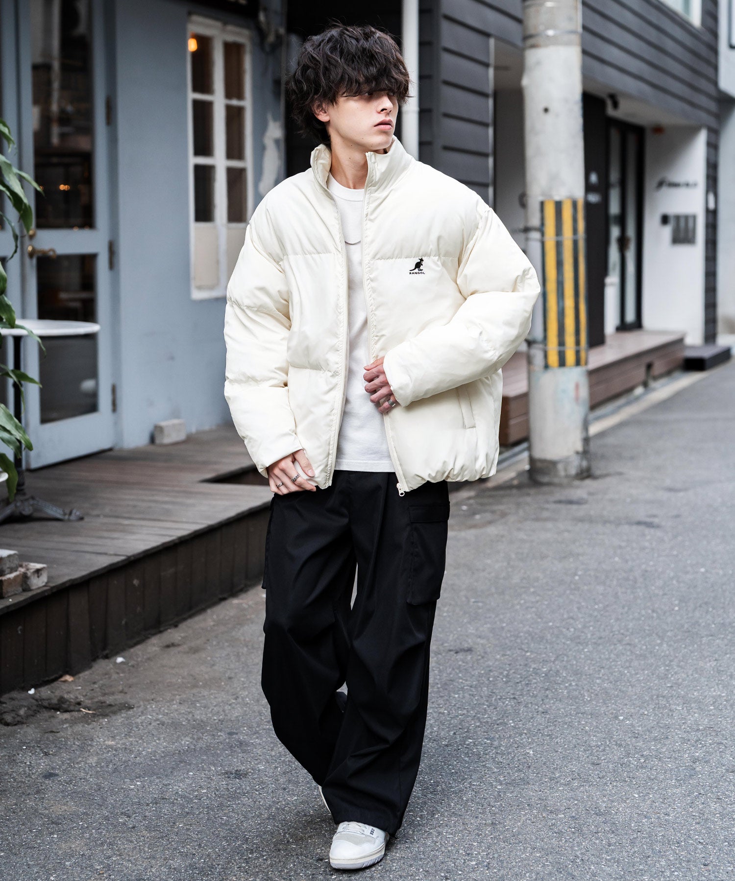 KANGOL カンゴール 別注コラボ オーバーサイズワンポイントロゴ刺繍ファイバーダウン中綿ジャケット 14632