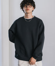 ルーズシルエットペールトーンダンボールニットフェイクレイヤードプルオーバー/モノフィラメントダンボールクルーネックトレーナー 14657