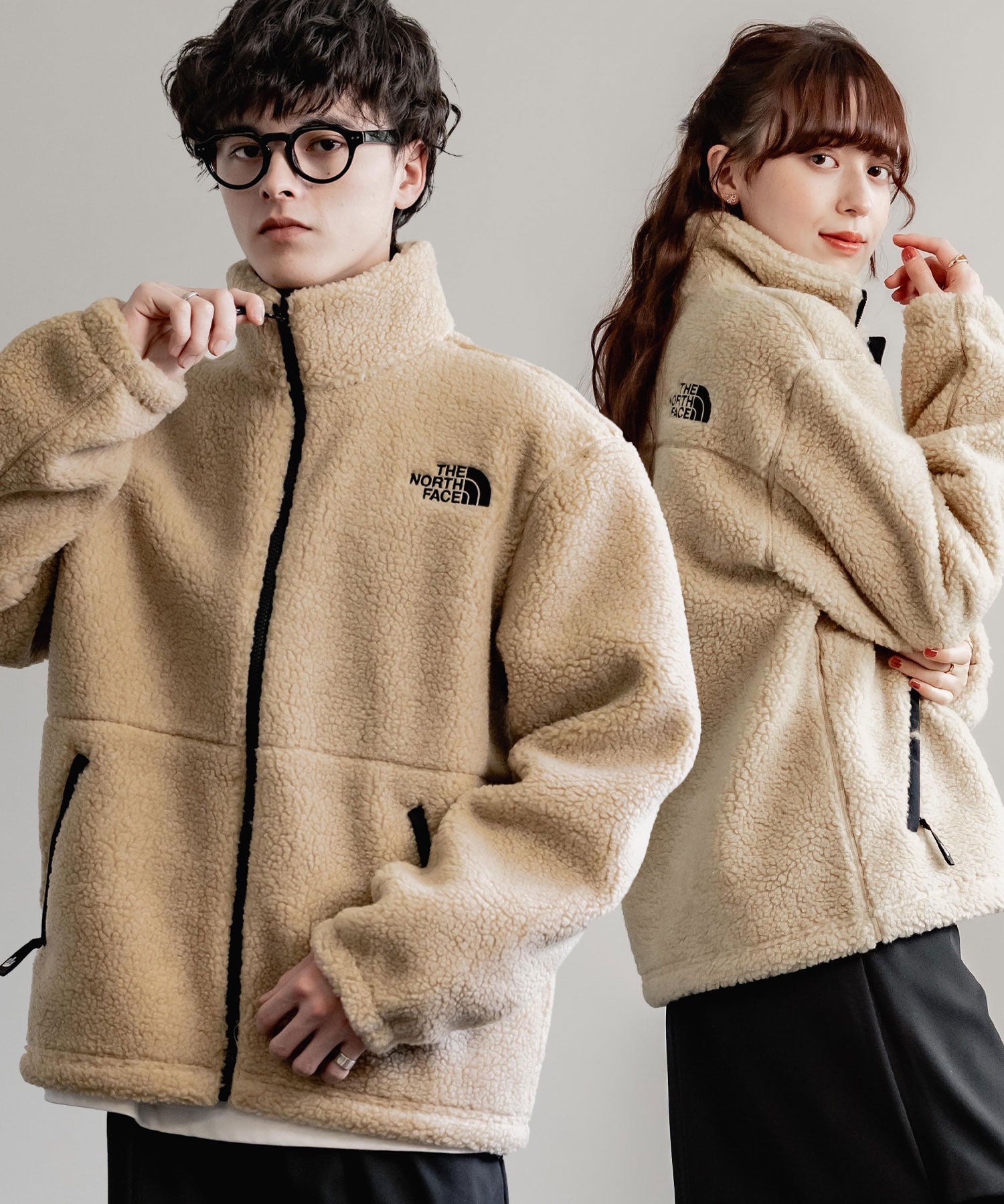 日本未展開モデル THE NORTH FACE ザ・ノースフェイス WHITE LABEL ホワイトレーベル 韓国限定 SHERPA FLEECE JACKET1 オーバーサイズワンポイントロゴ刺繍ボアジャケット 14659