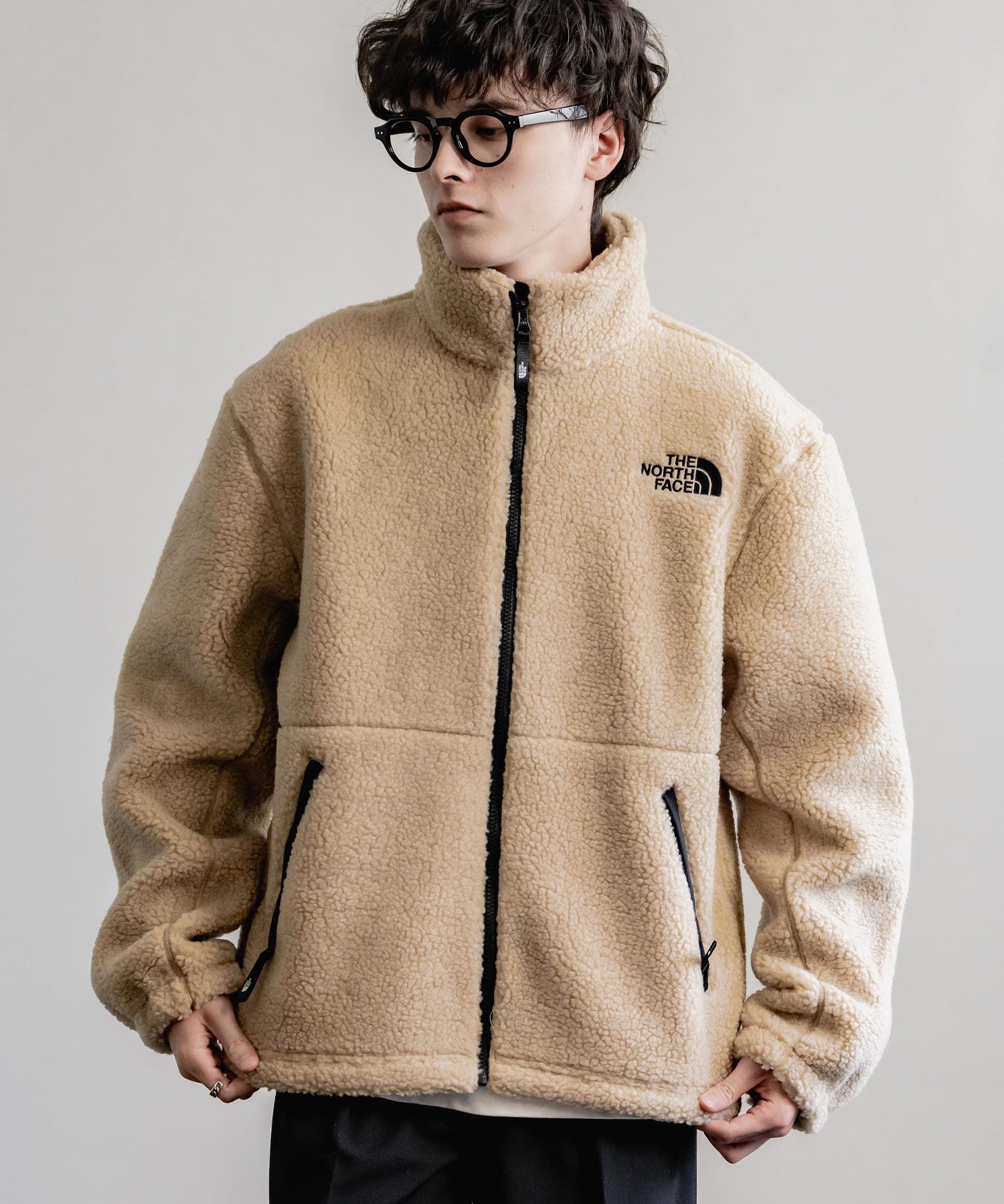 日本未展開モデル THE NORTH FACE ザ・ノースフェイス WHITE LABEL ホワイトレーベル 韓国限定 SHERPA FLEECE JACKET1 オーバーサイズワンポイントロゴ刺繍ボアジャケット 14659