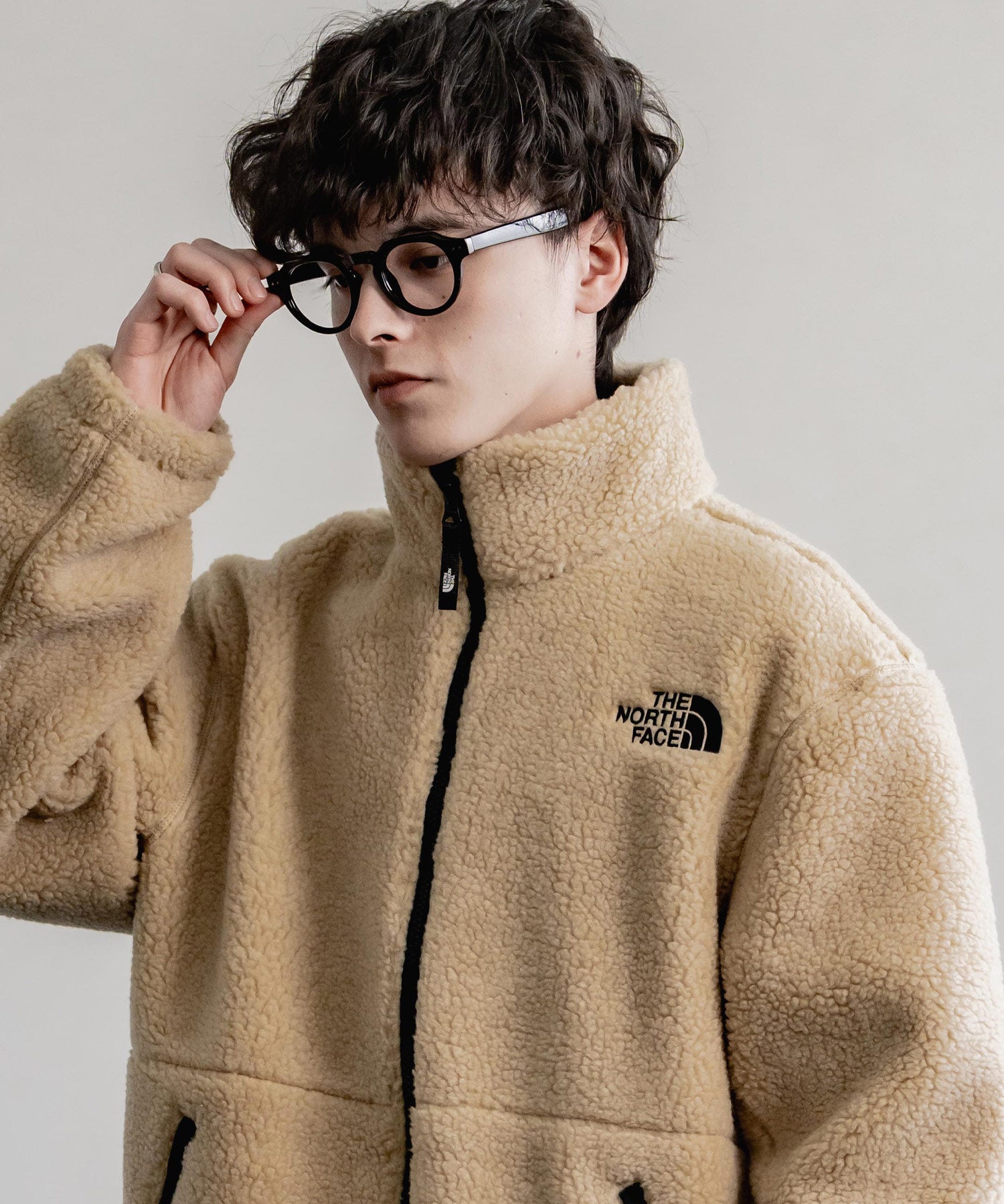 日本未展開モデル THE NORTH FACE ザ・ノースフェイス WHITE LABEL ホワイトレーベル 韓国限定 SHERPA FLEECE JACKET1 オーバーサイズワンポイントロゴ刺繍ボアジャケット 14659