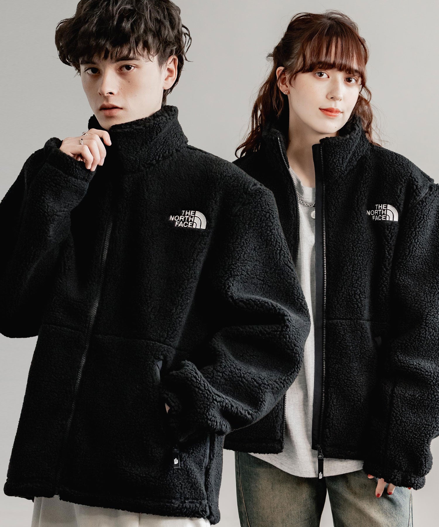 日本未展開モデル THE NORTH FACE ザ・ノースフェイス WHITE LABEL ホワイトレーベル 韓国限定 SHERPA FLEECE JACKET1 オーバーサイズワンポイントロゴ刺繍ボアジャケット 14659