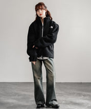 日本未展開モデル THE NORTH FACE ザ・ノースフェイス WHITE LABEL ホワイトレーベル 韓国限定 SHERPA FLEECE JACKET1 オーバーサイズワンポイントロゴ刺繍ボアジャケット 14659
