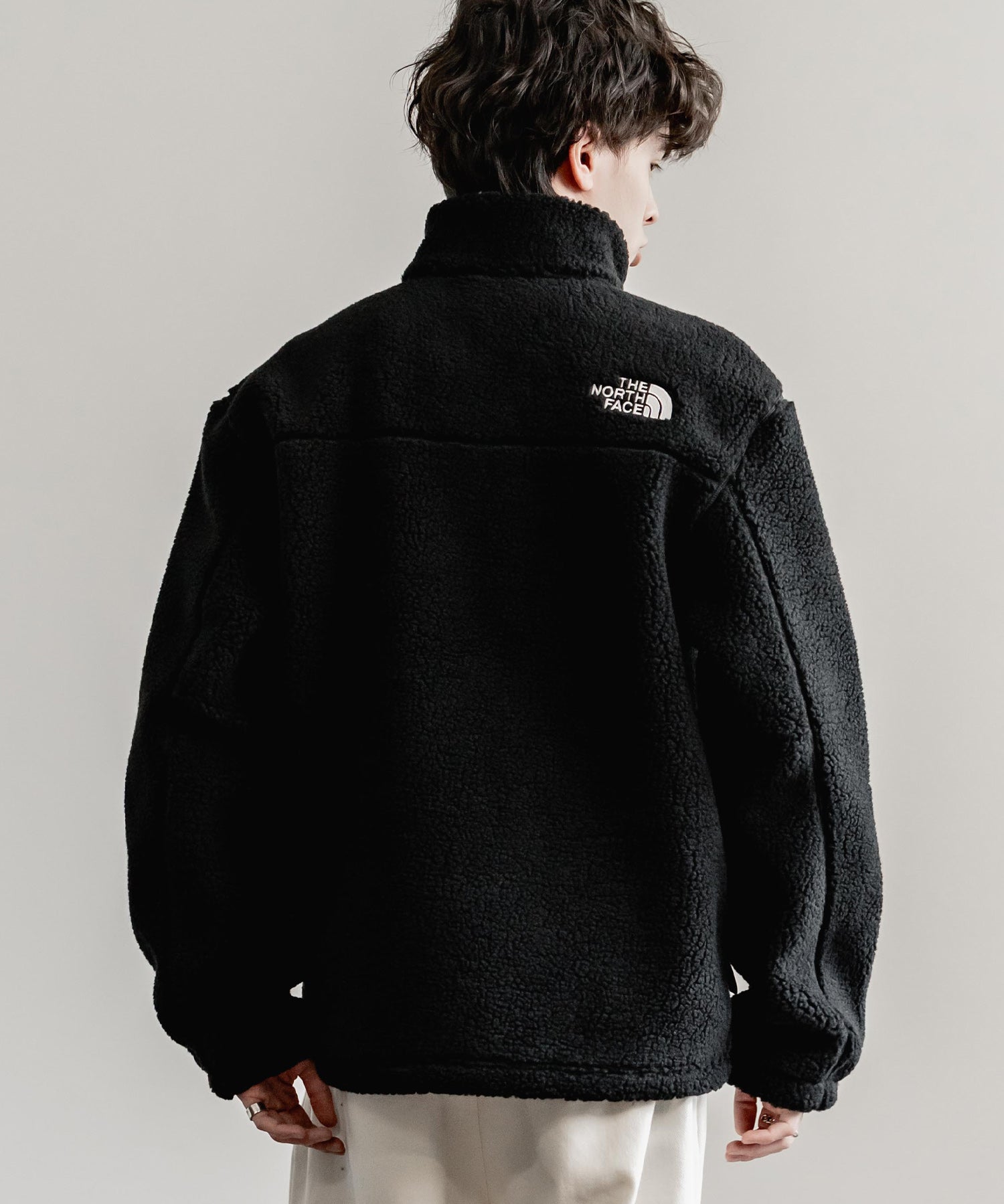 日本未展開モデル THE NORTH FACE ザ・ノースフェイス WHITE LABEL ホワイトレーベル 韓国限定 SHERPA FLEECE JACKET1 オーバーサイズワンポイントロゴ刺繍ボアジャケット 14659