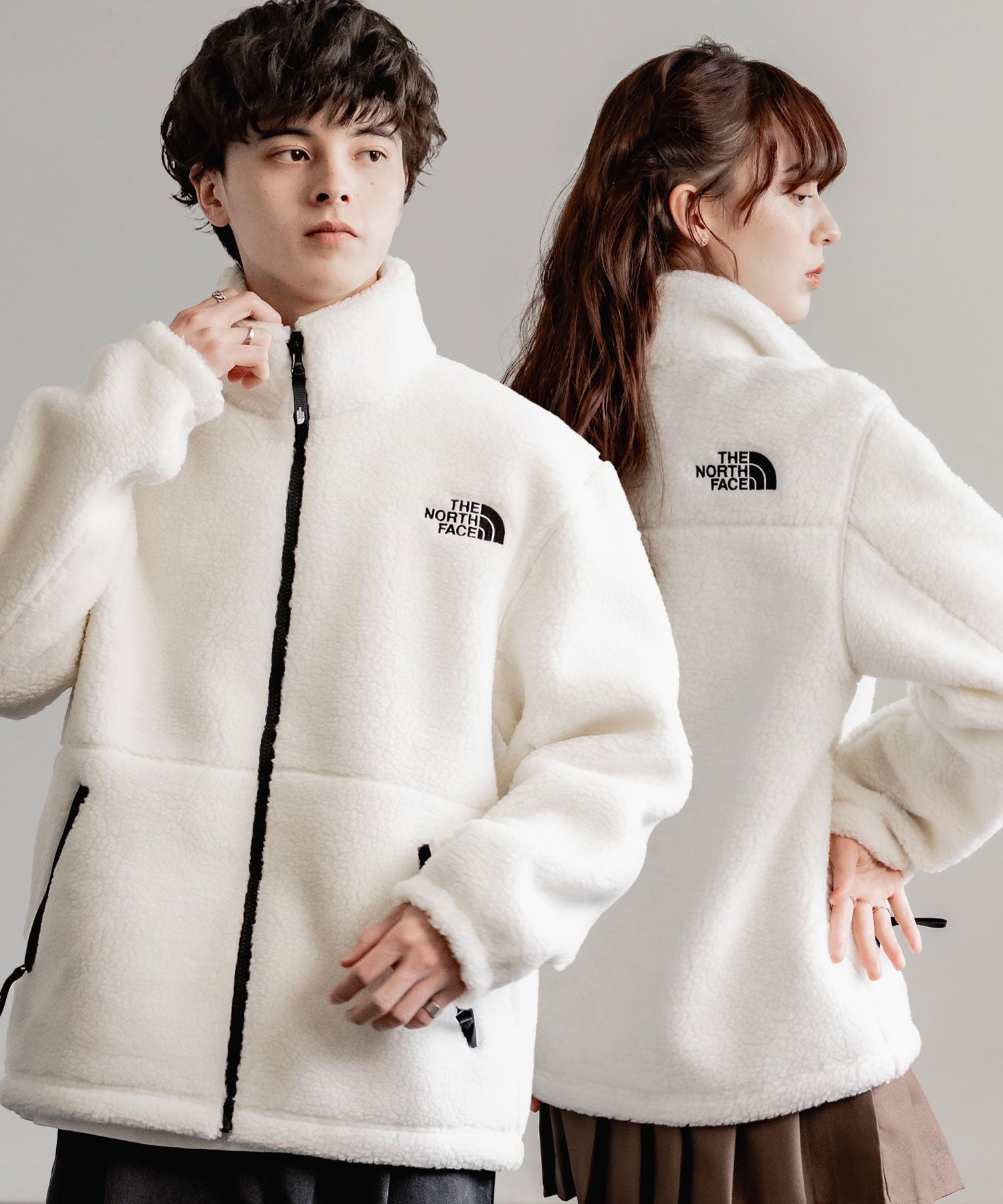 日本未展開モデル THE NORTH FACE ザ・ノースフェイス WHITE LABEL ホワイトレーベル 韓国限定 SHERPA FLEECE JACKET1 オーバーサイズワンポイントロゴ刺繍ボアジャケット 14659