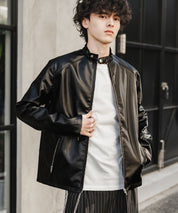 PUレザーシングルライダースジャケット　14681