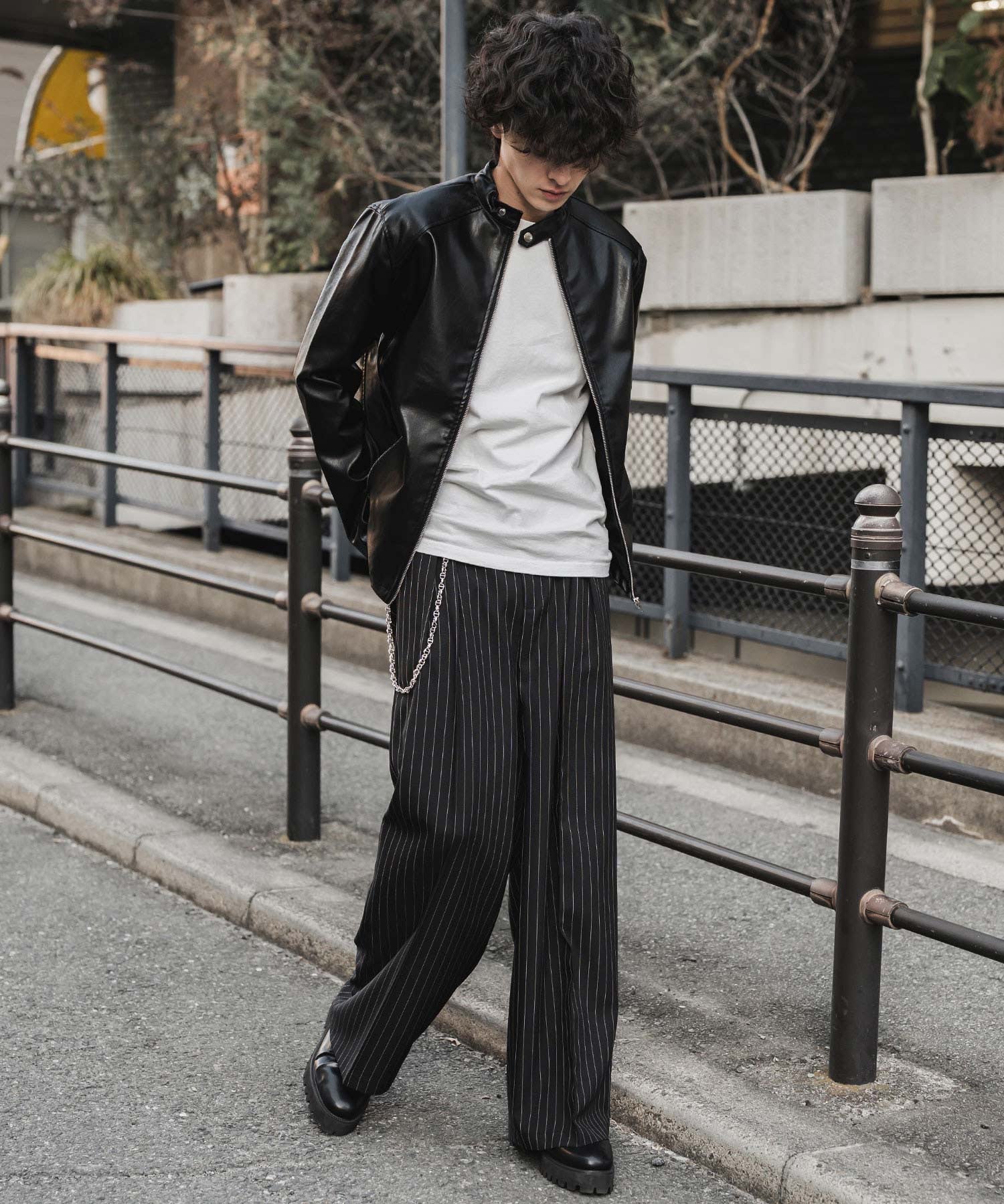 PUレザーシングルライダースジャケット　14681