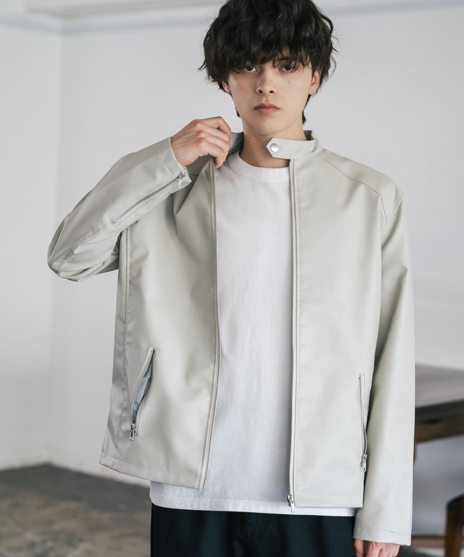 PUレザーシングルライダースジャケット　14681