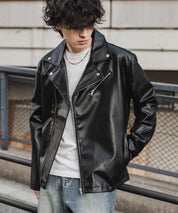 PUレザーダブルライダースジャケット 14682