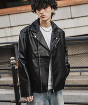 PUレザーダブルライダースジャケット 14682