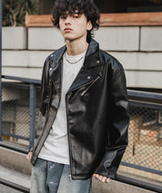PUレザーダブルライダースジャケット 14682