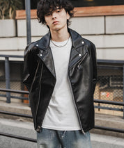 PUレザーダブルライダースジャケット 14682