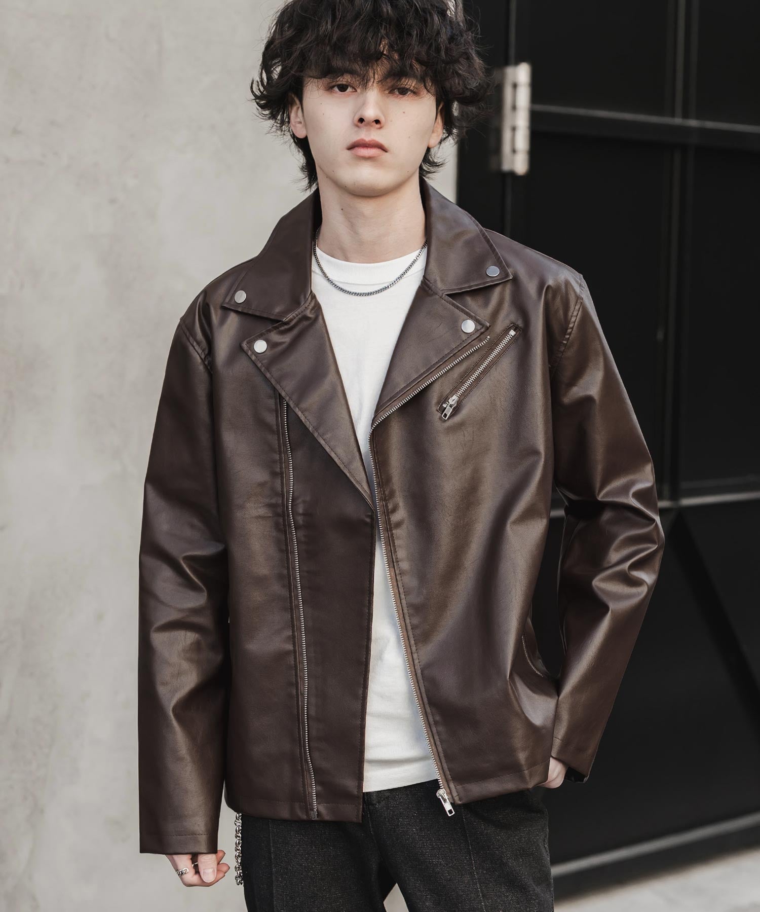 PUレザーダブルライダースジャケット 14682