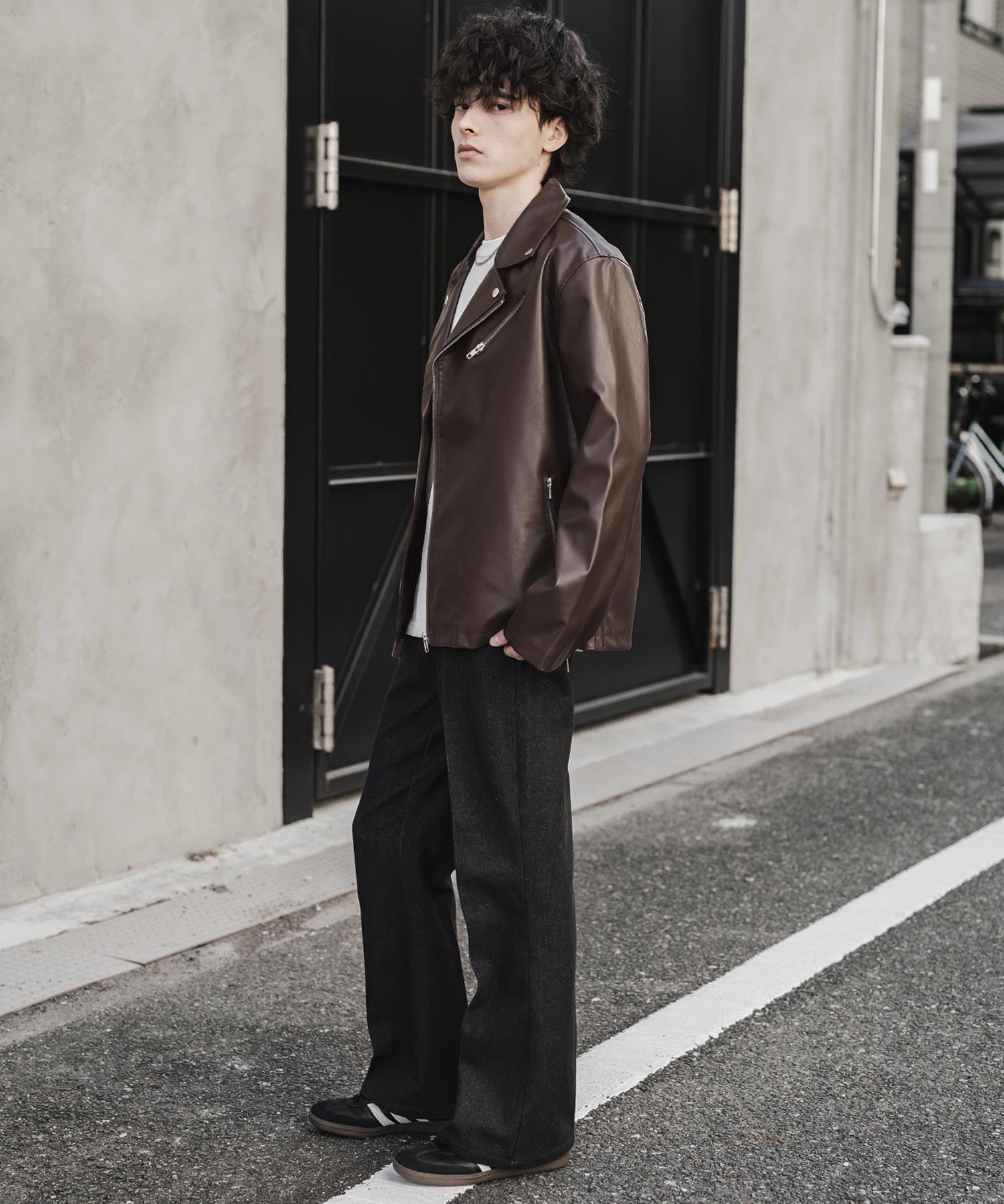 PUレザーダブルライダースジャケット 14682