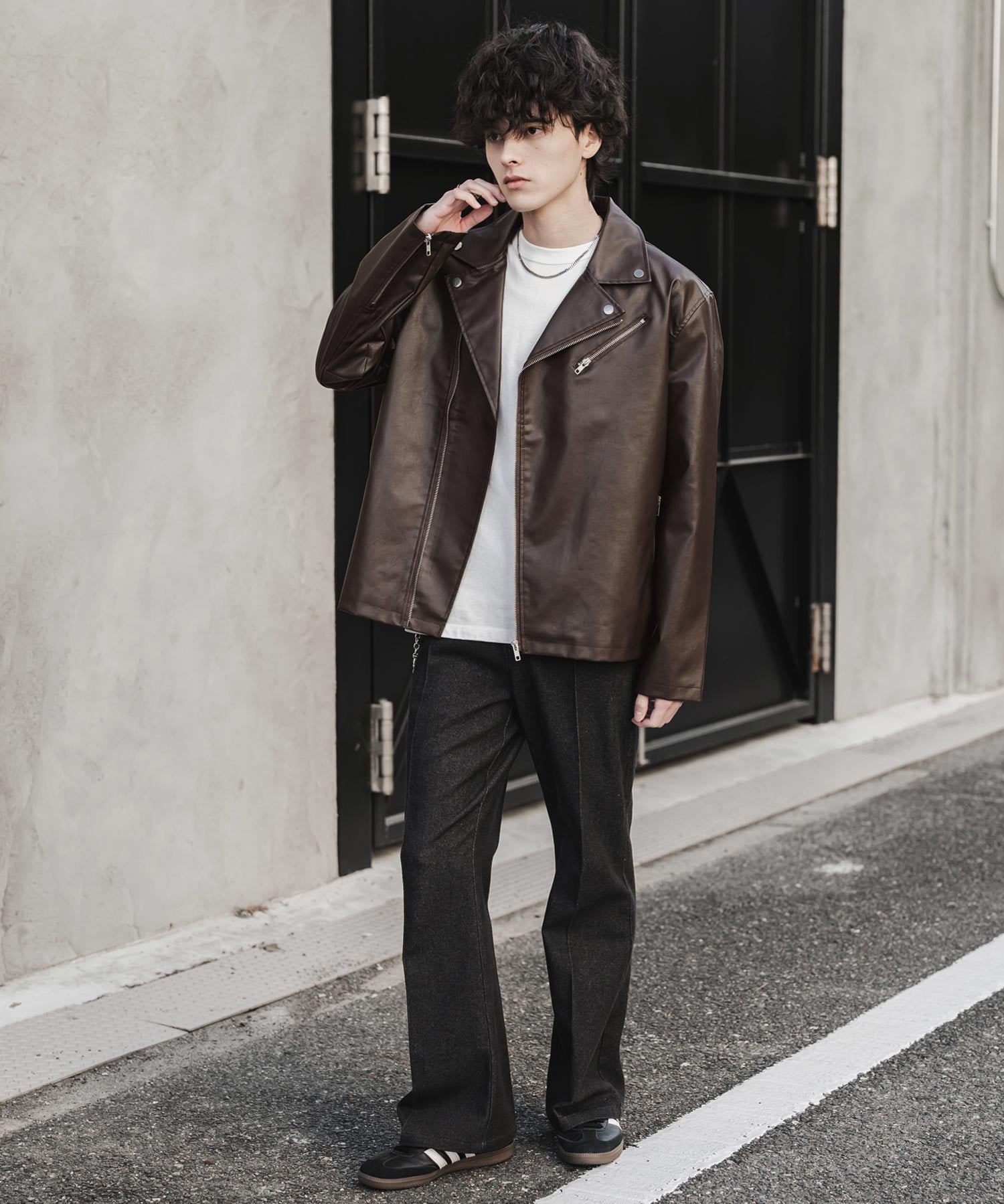 PUレザーダブルライダースジャケット 14682