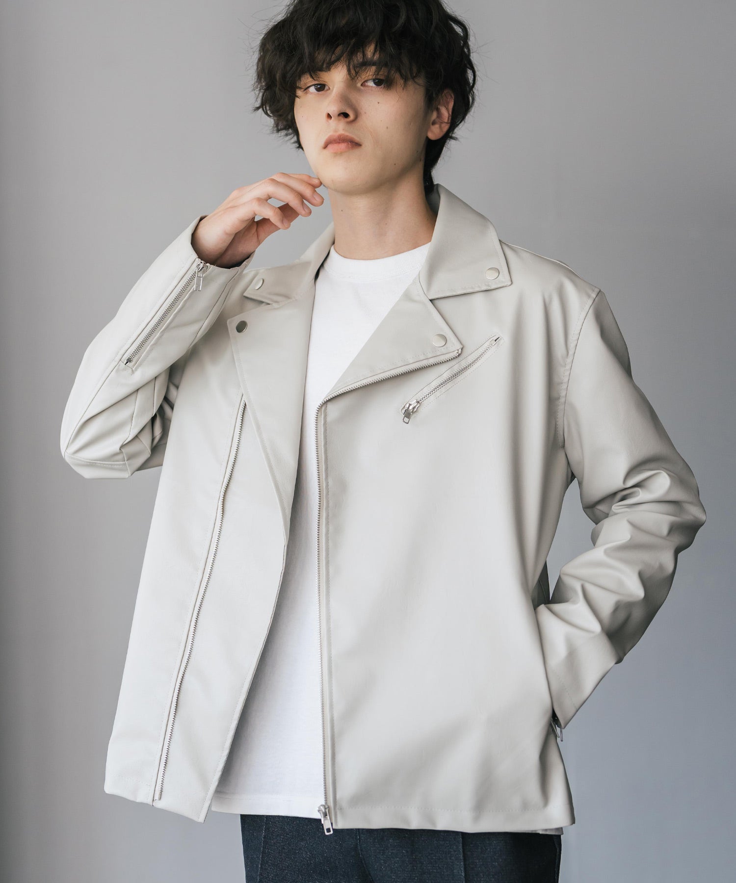 PUレザーダブルライダースジャケット 14682