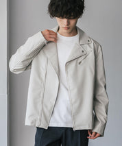 PUレザーダブルライダースジャケット 14682