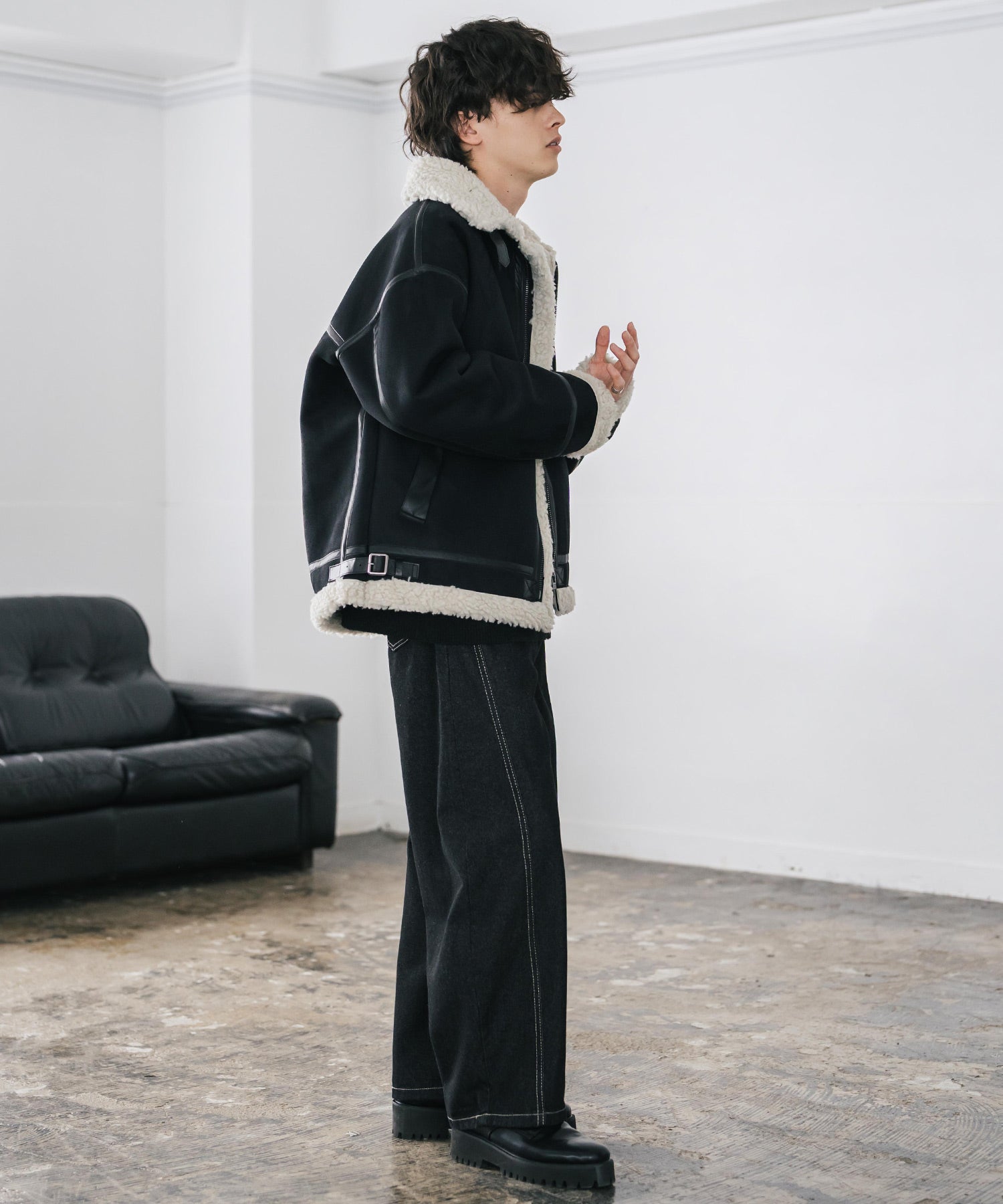 42XLサイズB-15B 初期型復刻ムートン襟高密度ナイロン ウールリブ