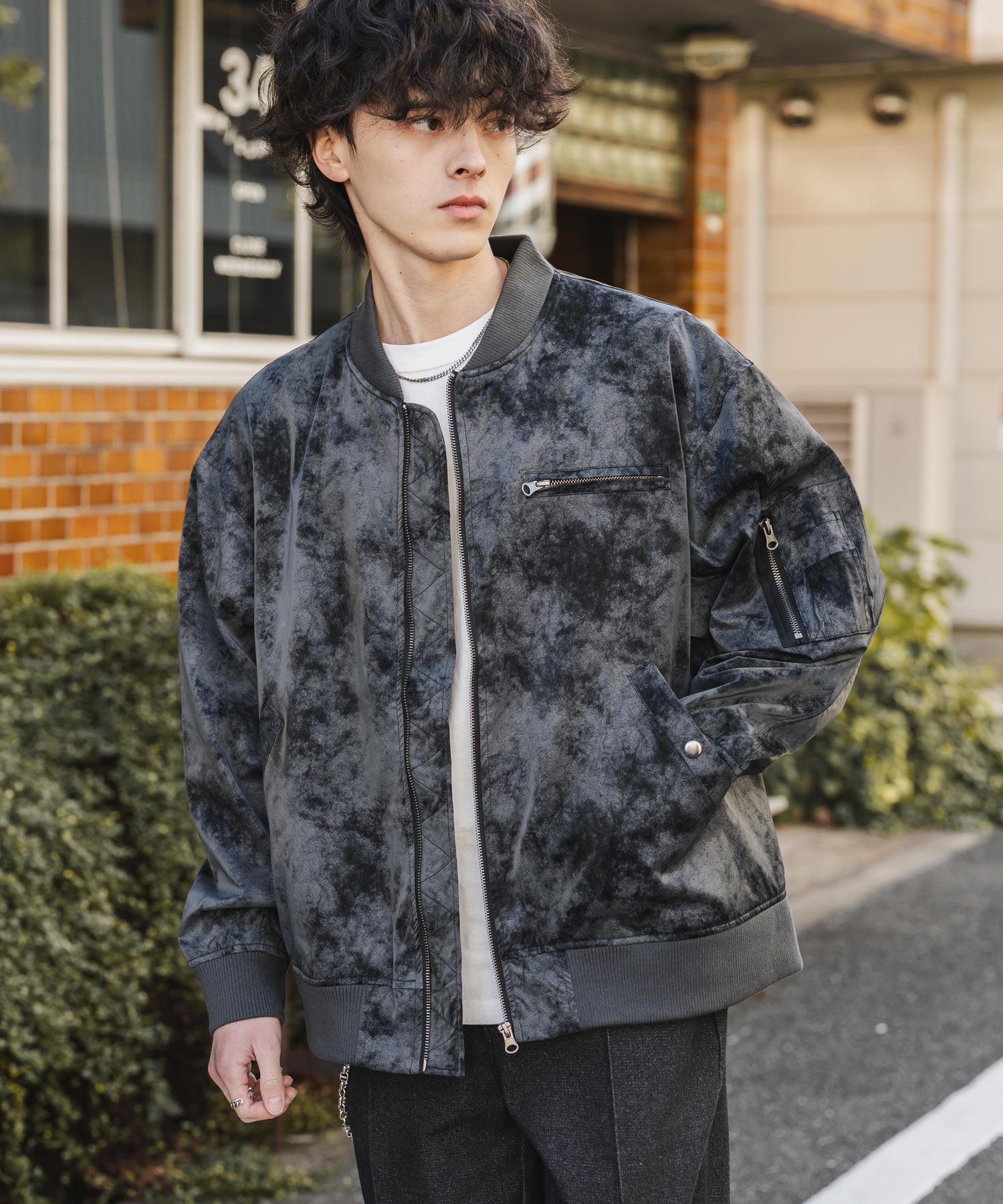 オーバーサイズ ヴィンテージライクPUレザージャケット/フライト