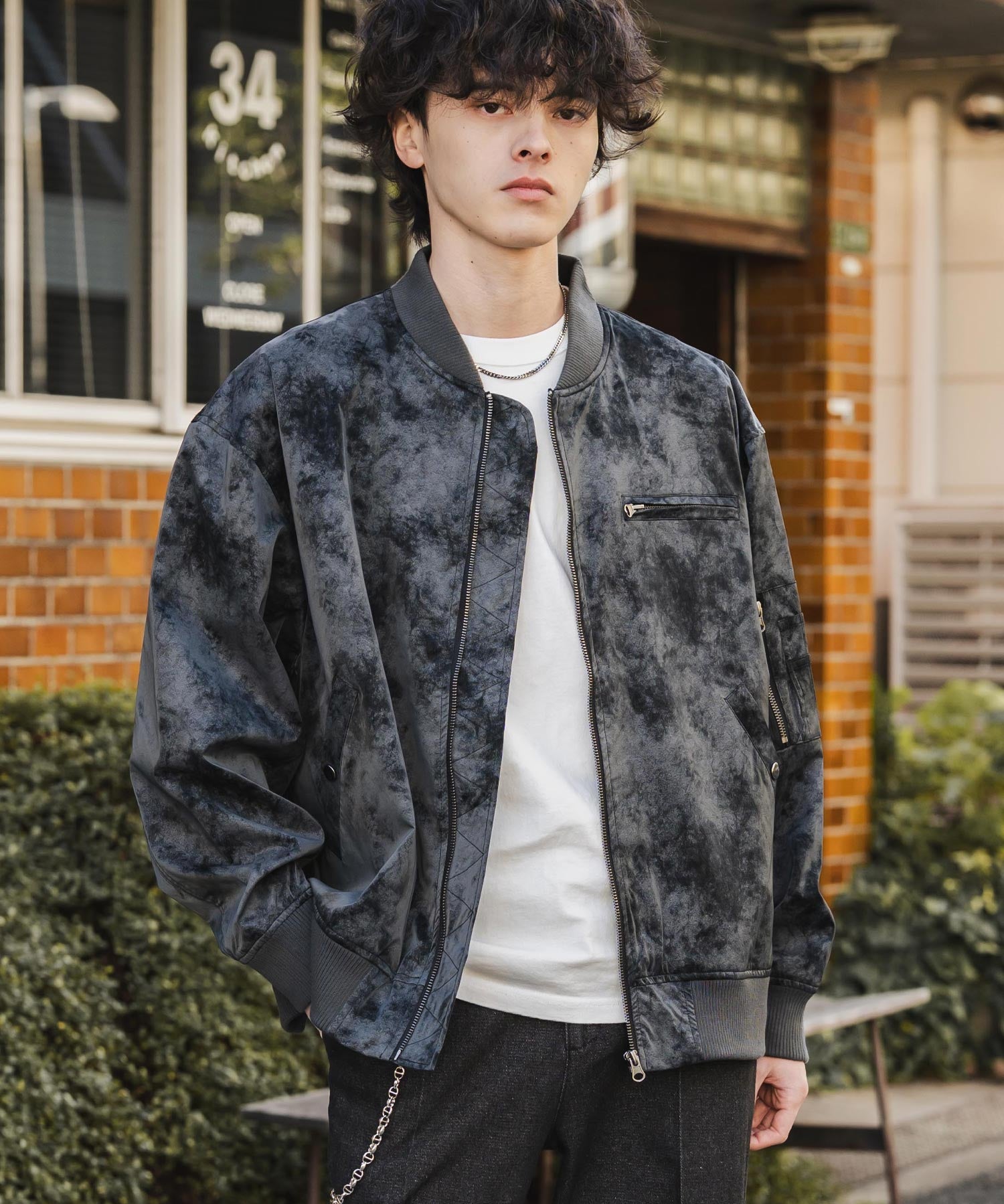 オーバーサイズ ヴィンテージライクPUレザージャケット/フライトジャケット/MA-1 14685