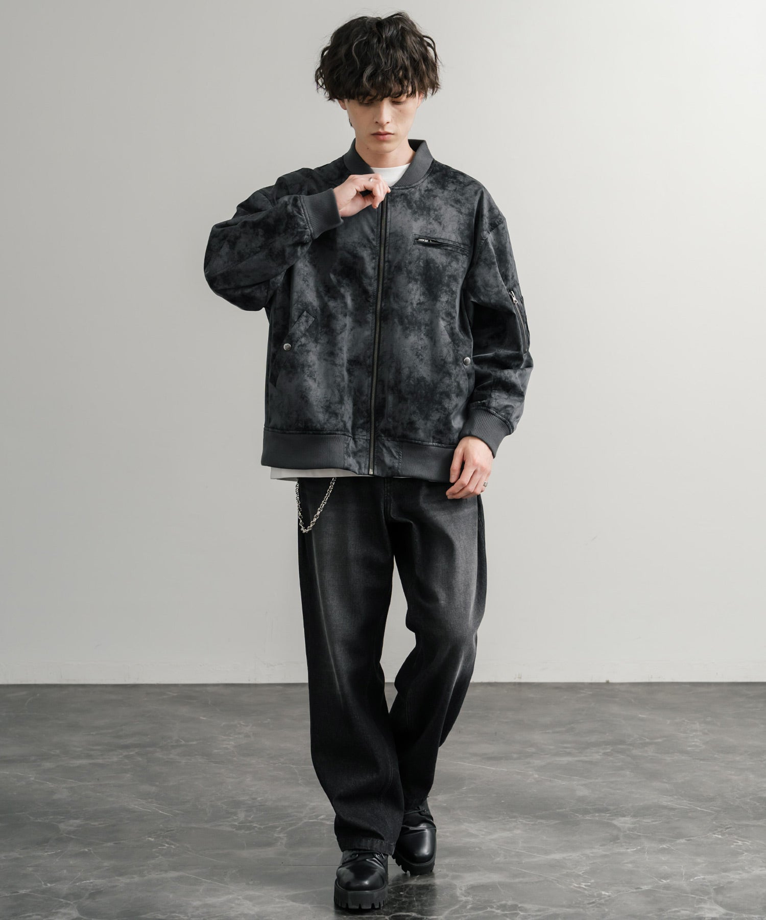 オーバーサイズ ヴィンテージライクPUレザージャケット/フライト