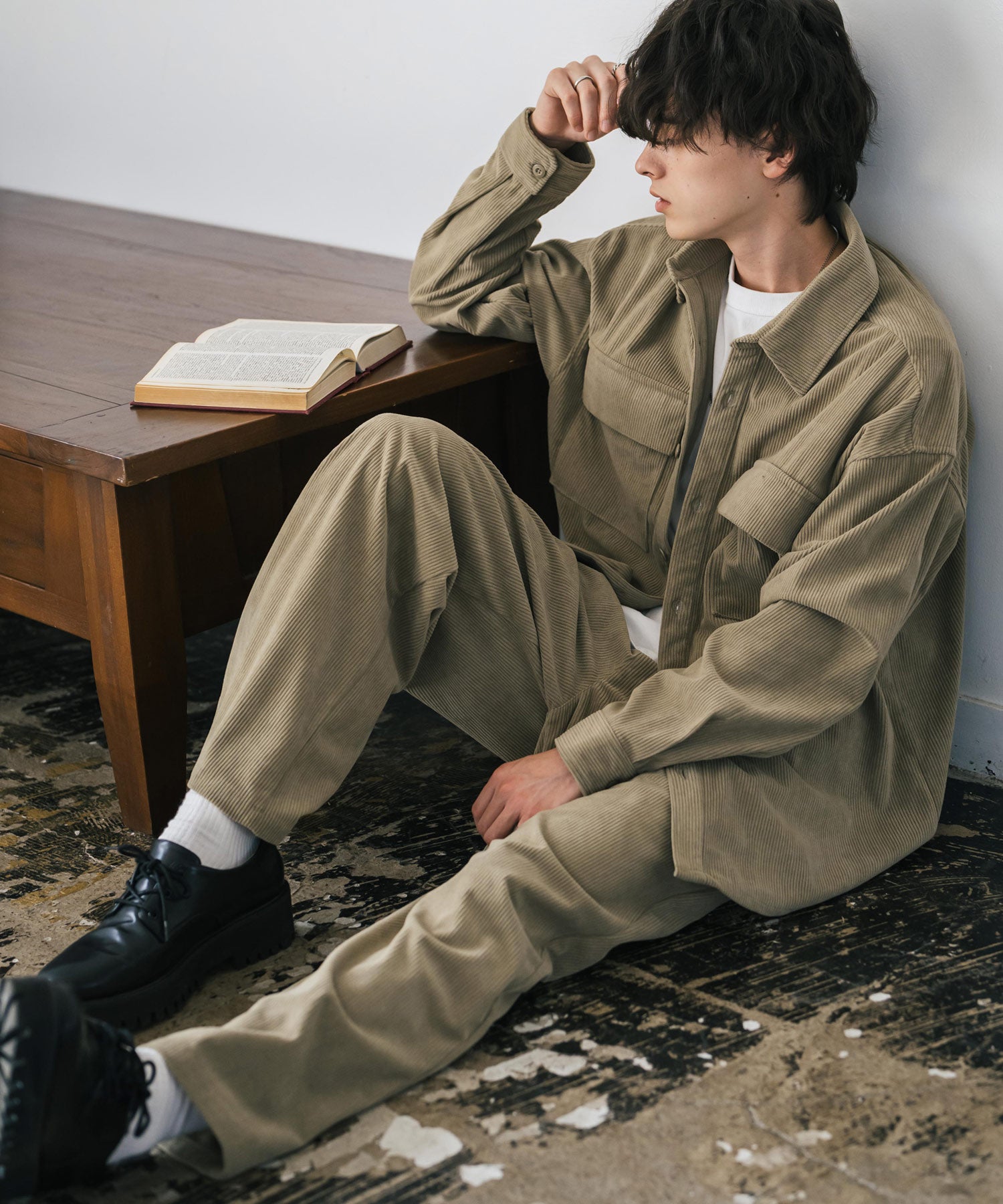 コーデュロイセットアップ CPOシャツジャケット＆イージーワイドパンツ