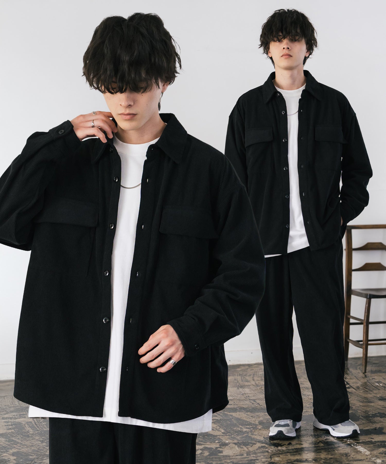 コーデュロイセットアップ CPOシャツジャケット＆イージーワイドパンツ 14686