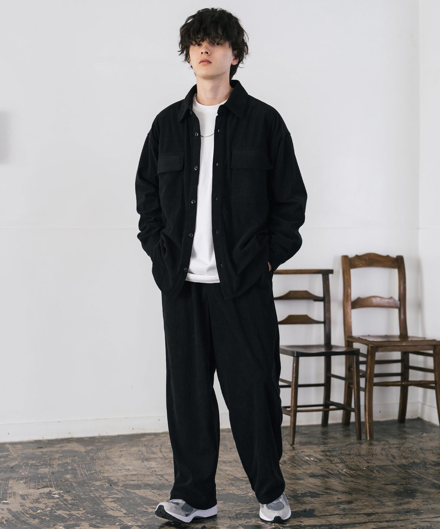 コーデュロイセットアップ CPOシャツジャケット＆イージーワイドパンツ