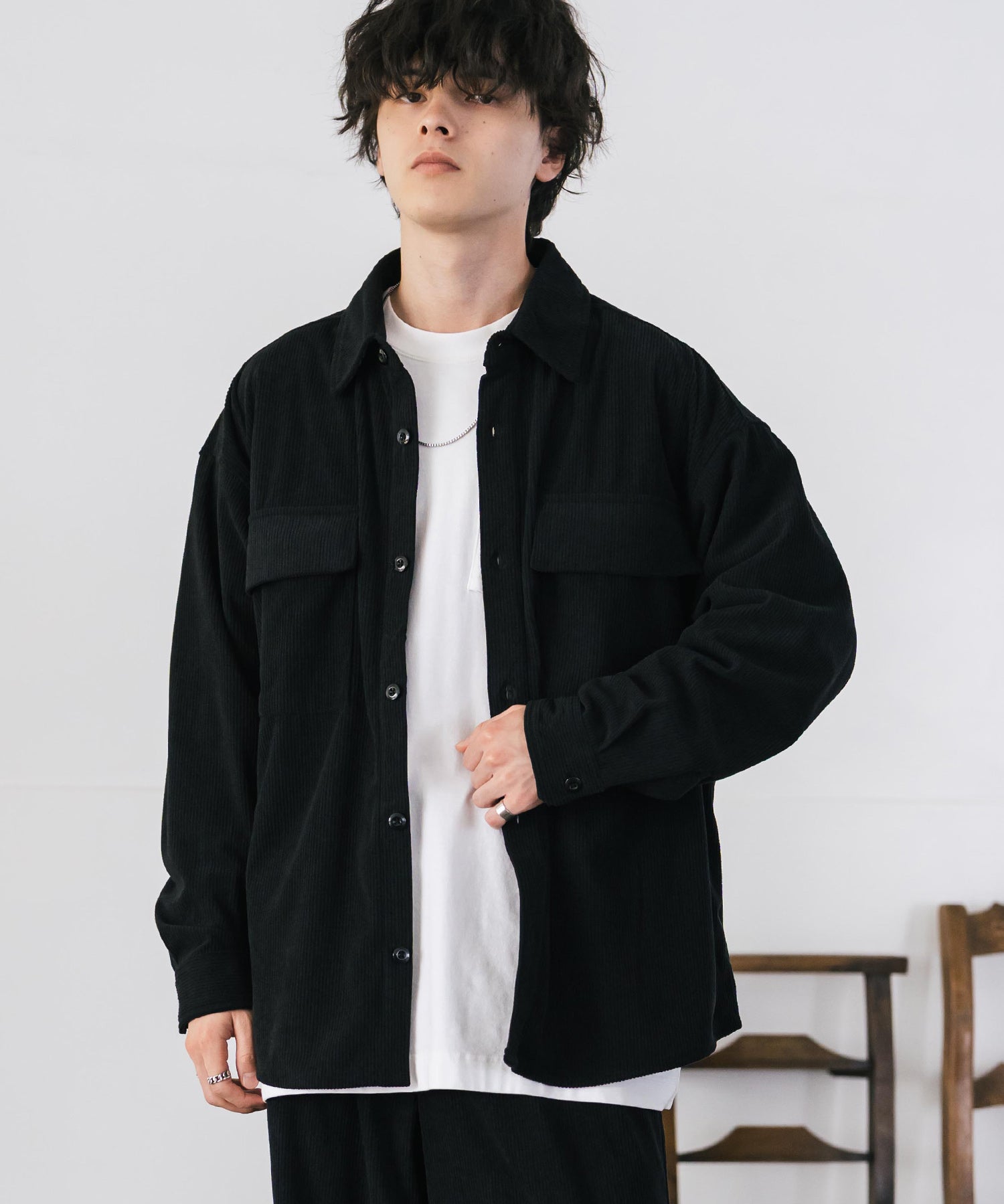 コーデュロイセットアップ CPOシャツジャケット＆イージーワイドパンツ 14686