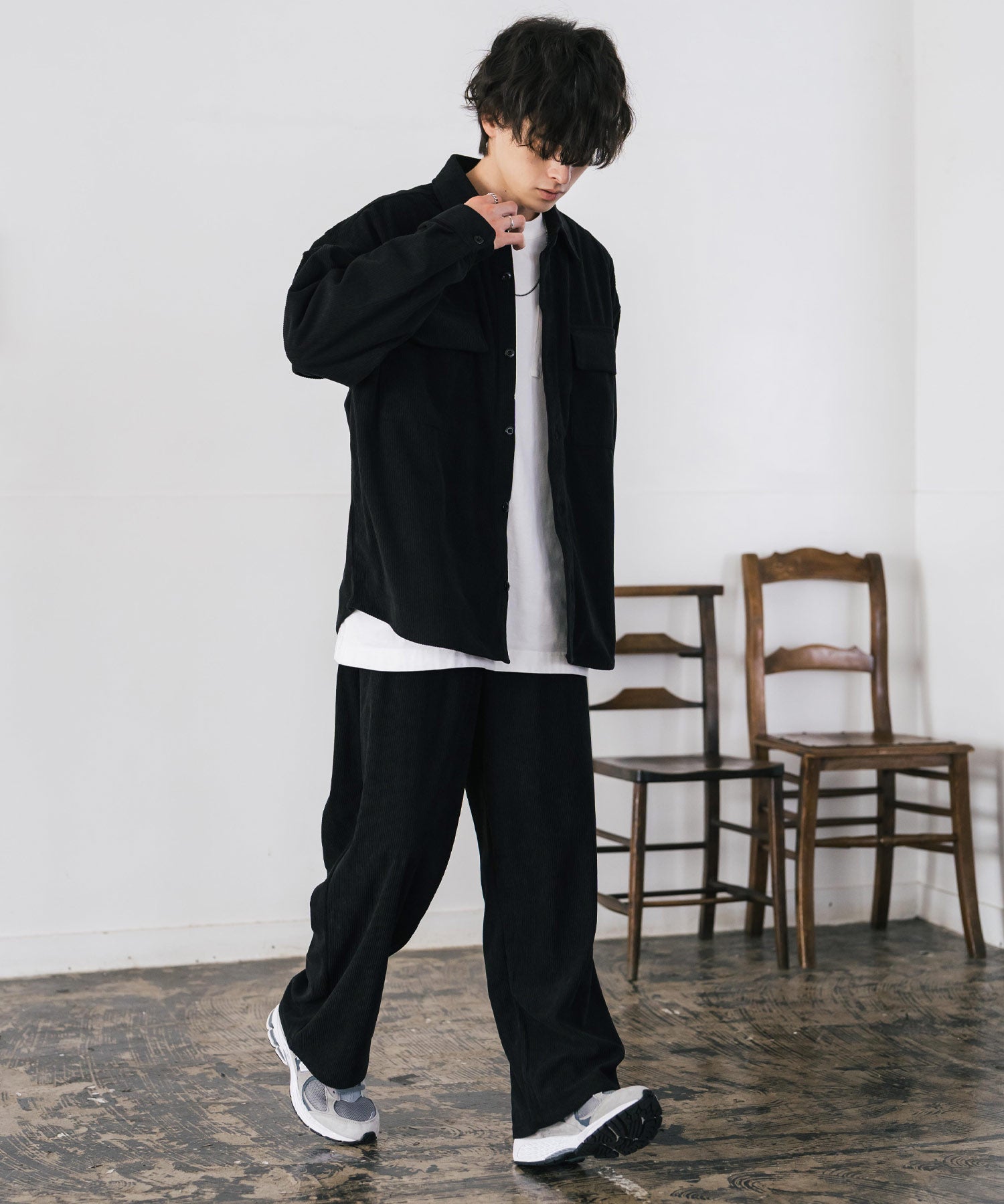 コーデュロイセットアップ CPOシャツジャケット＆イージーワイドパンツ