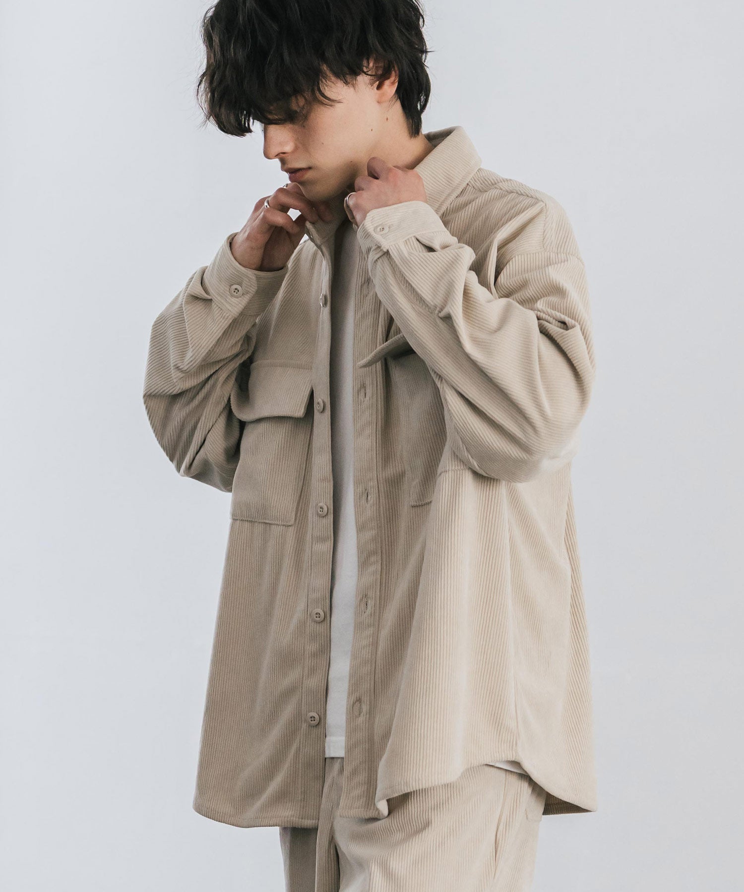 コーデュロイセットアップ CPOシャツジャケット＆イージーワイドパンツ 14686
