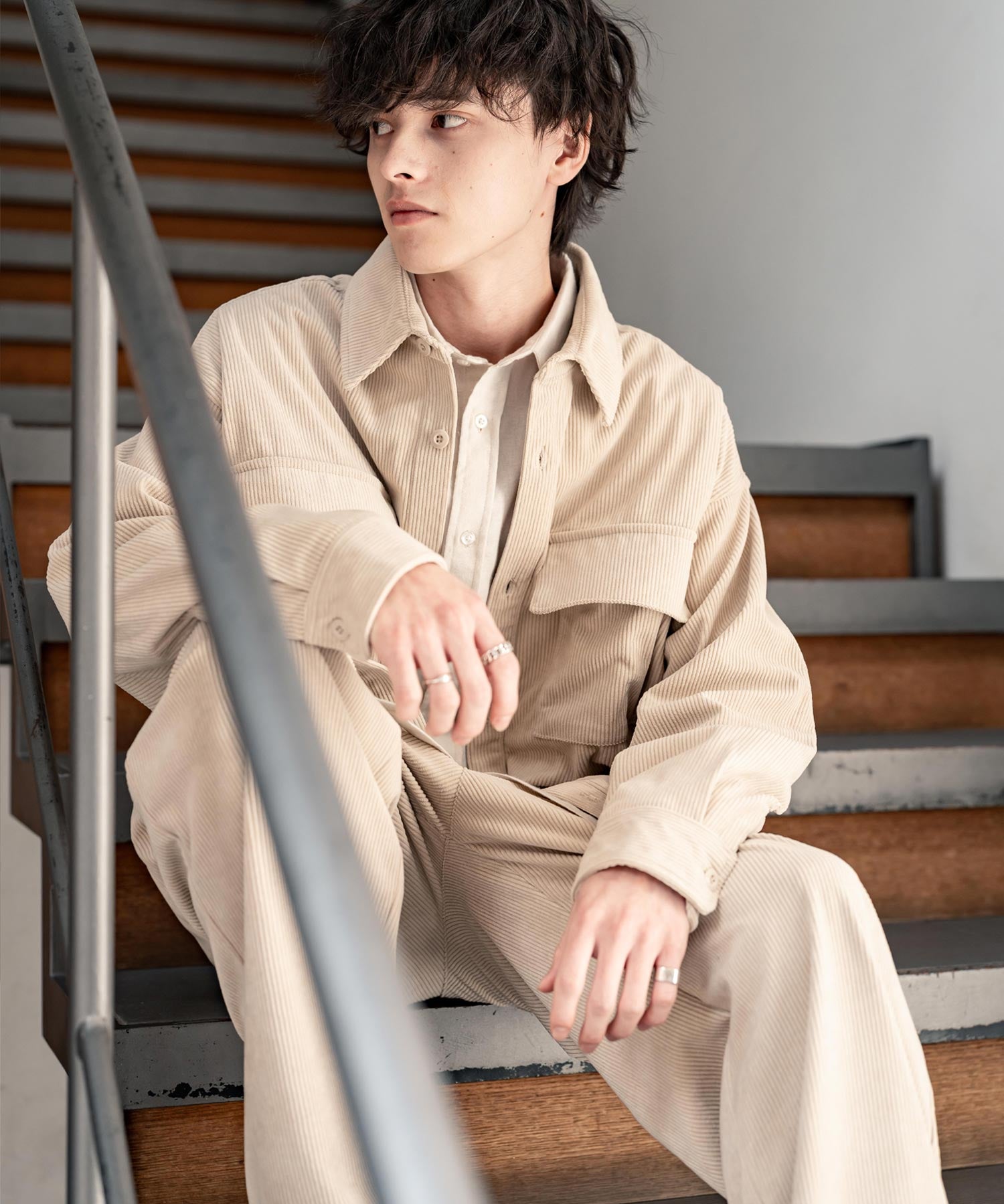 コーデュロイセットアップ CPOシャツジャケット＆イージーワイドパンツ 14686