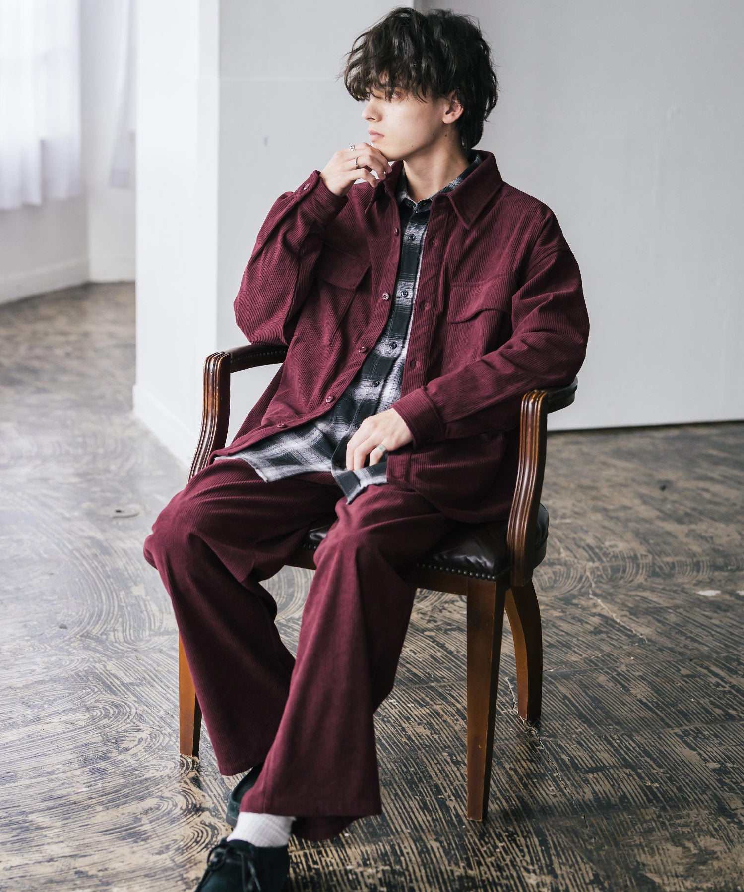 コーデュロイセットアップ CPOシャツジャケット＆イージーワイドパンツ 14686