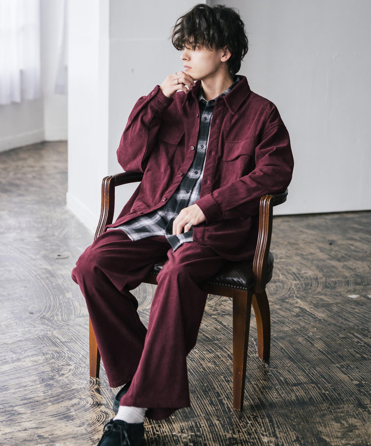コーデュロイセットアップ CPOシャツジャケット＆イージーワイドパンツ 14686