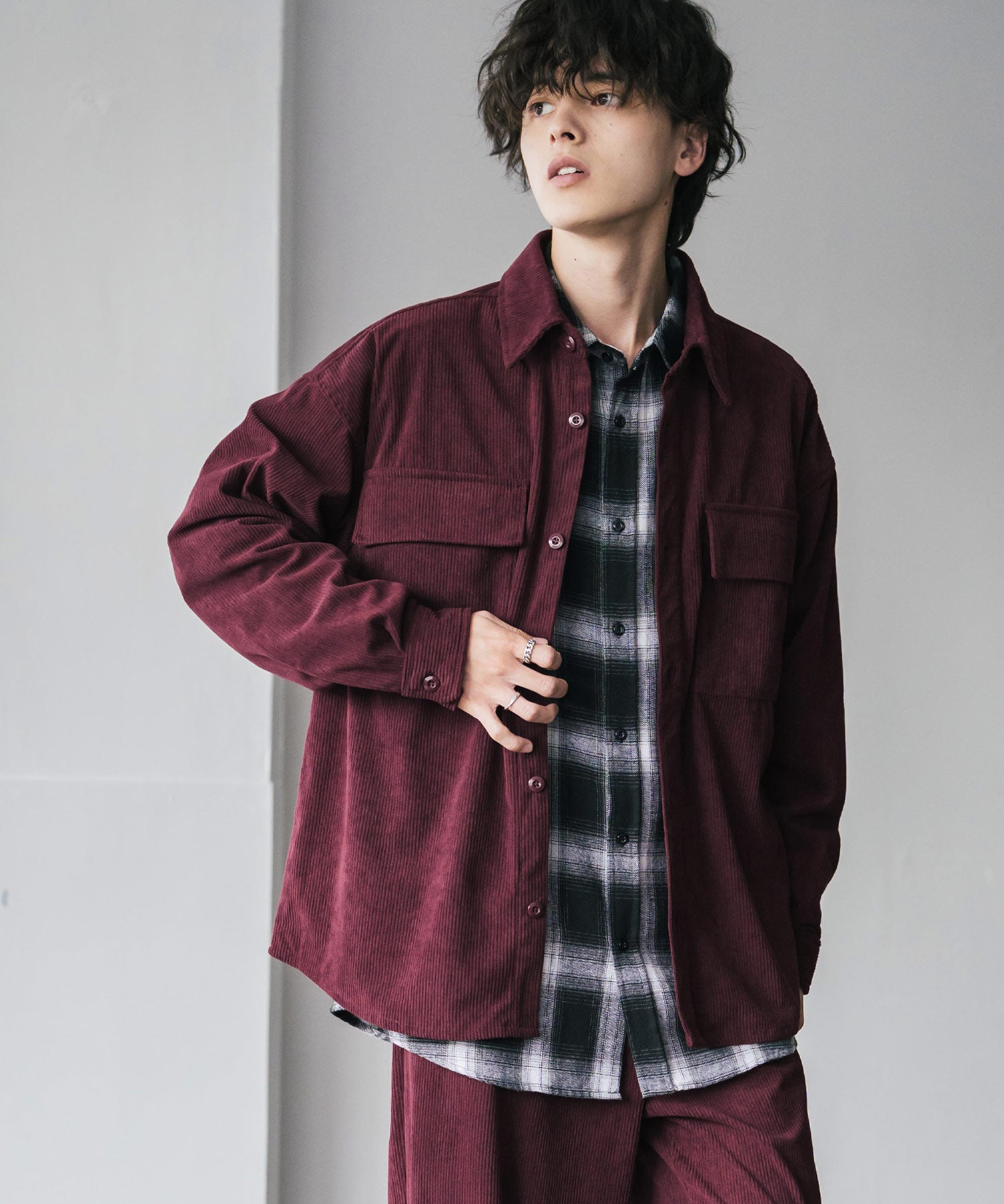 コーデュロイセットアップ CPOシャツジャケット＆イージーワイドパンツ 14686