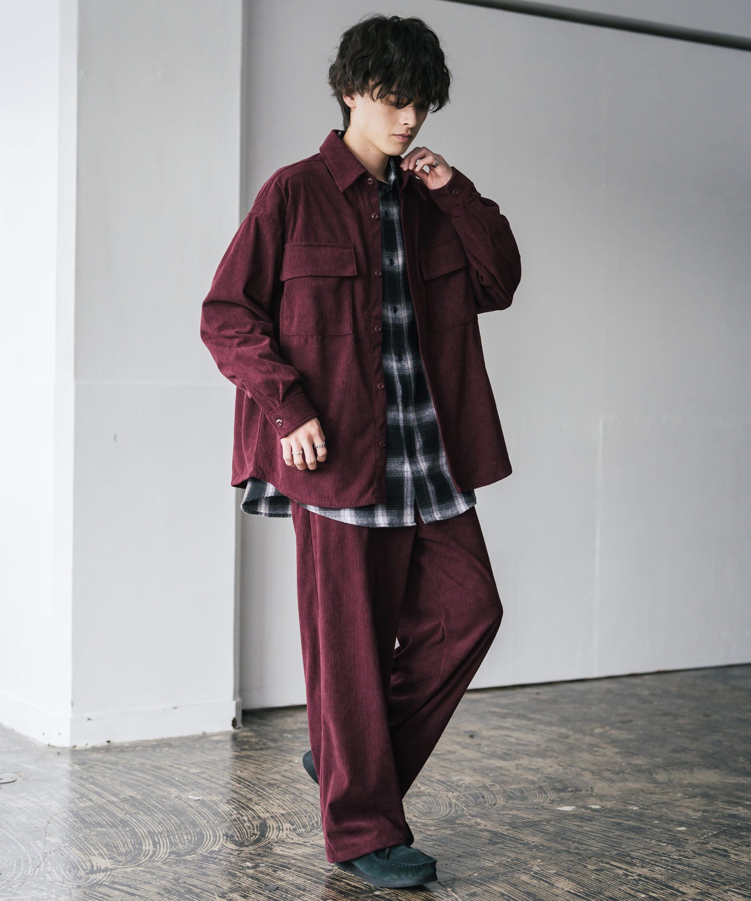 コーデュロイセットアップ CPOシャツジャケット＆イージーワイドパンツ 14686
