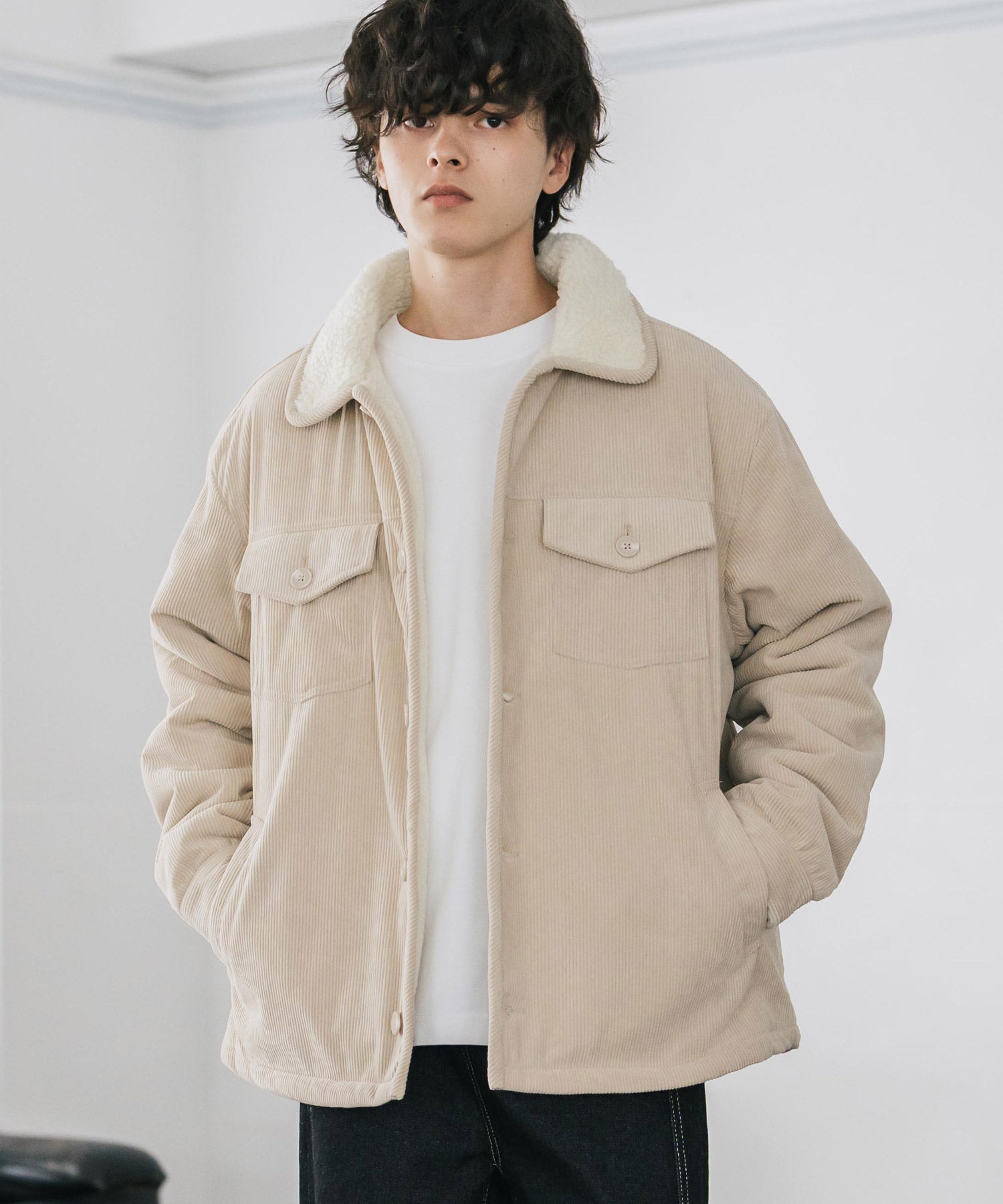 gold コーデュロイ ランチジャケット 裏ボア ベージュ M gold コーデュロイ ランチジャケット 裏ボア ベージュ M 【中古・古着